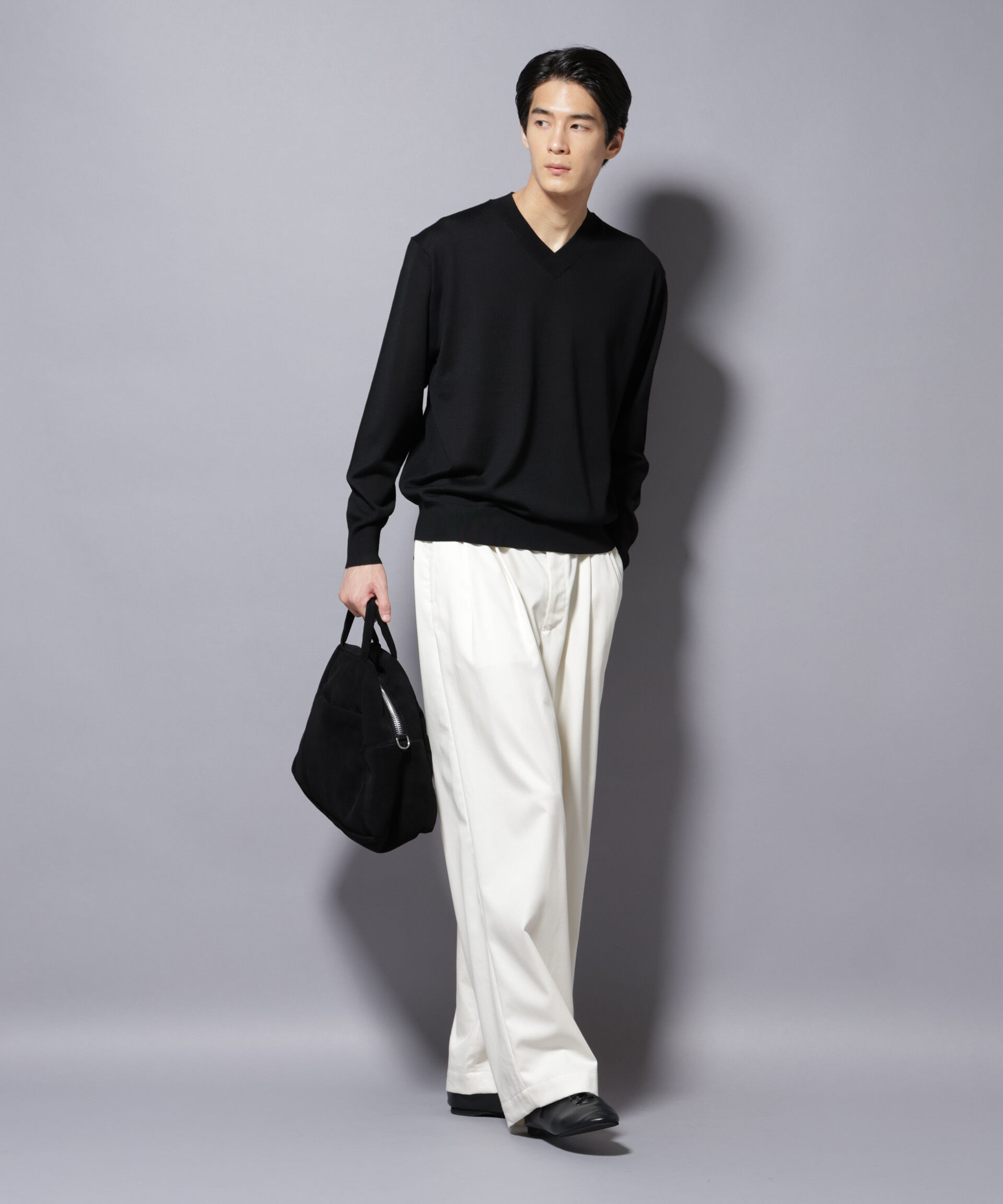 nano･universe「「毛玉レスニット」ファインゲージVネック」|ニット・セーター|