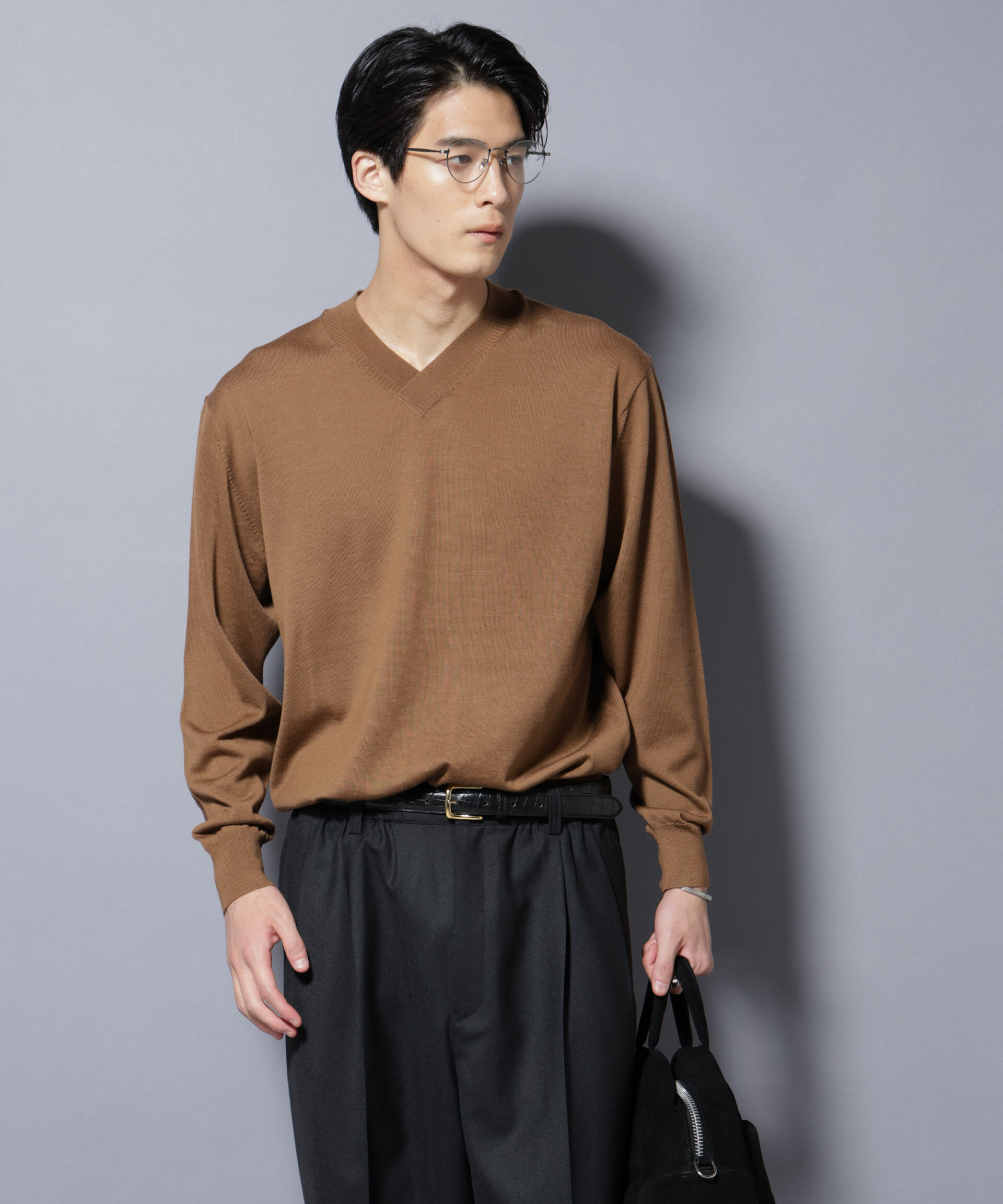 nano･universe「「毛玉レスニット」ファインゲージVネック」|ニット・セーター|