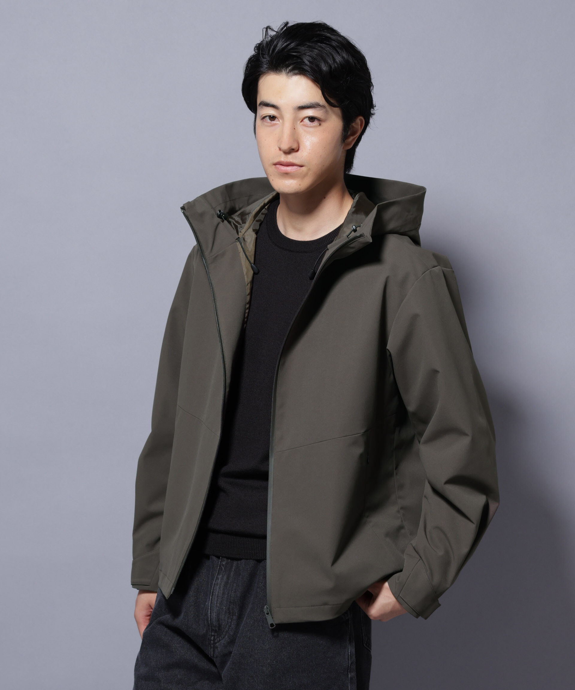 nano･universe「3レイヤーフーディブルゾン」|ブルゾン・スタジャン|D.カーキ2