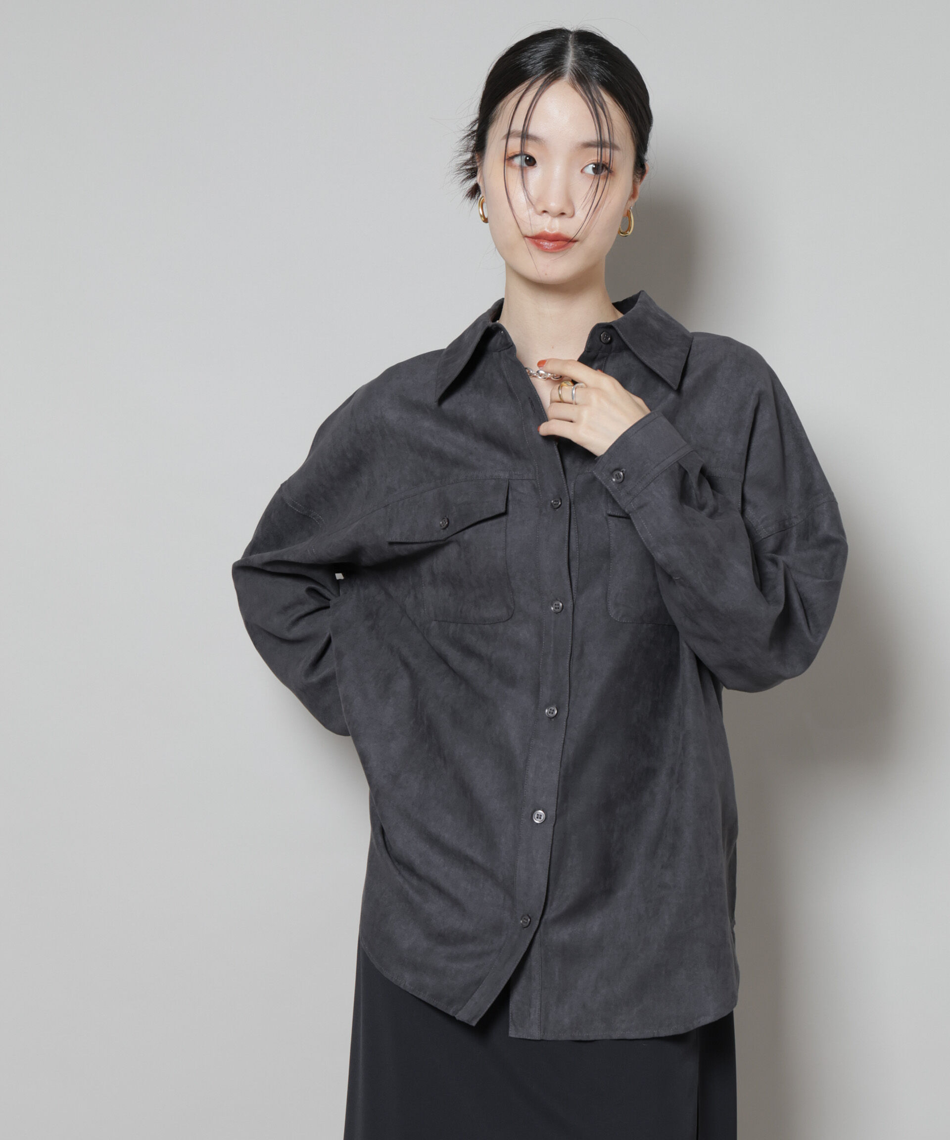 nano･universe「フェイクスエードシャツ(セットアップ可)」|シャツ・ブラウス|