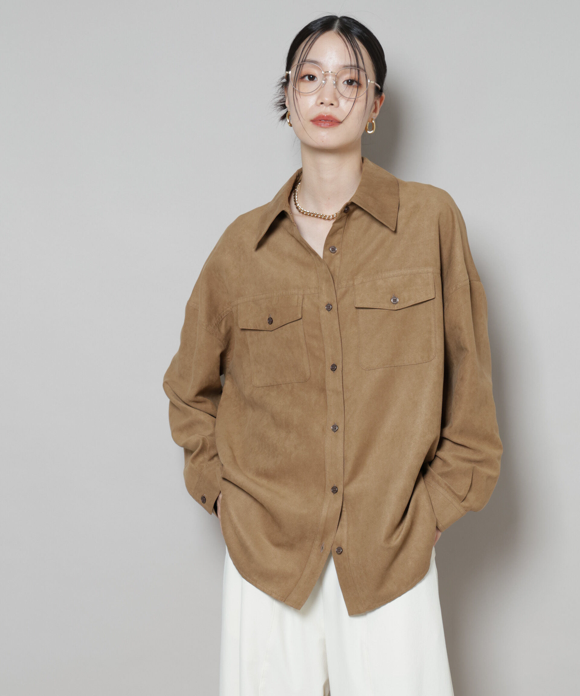 nano･universe「フェイクスエードシャツ(セットアップ可)」|シャツ・ブラウス|