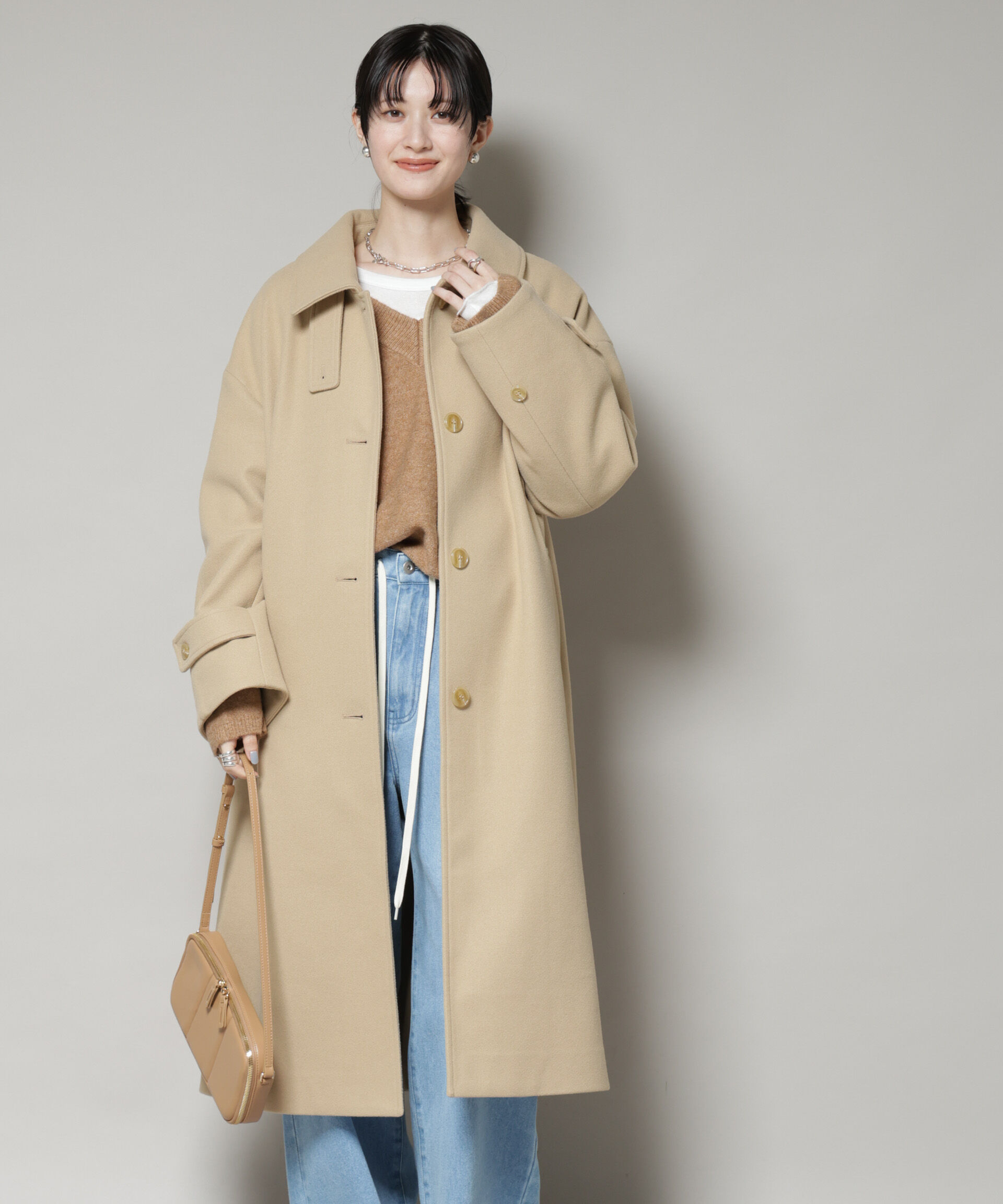 nano･universe「メルトンジャージーステンカラーコート」|その他|