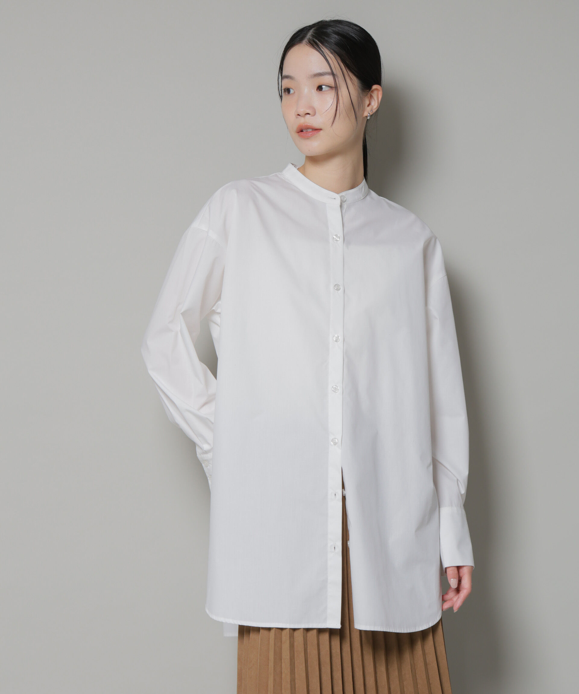 nano･universe「スタンドカラーシャツ」|シャツ・ブラウス|ホワイト