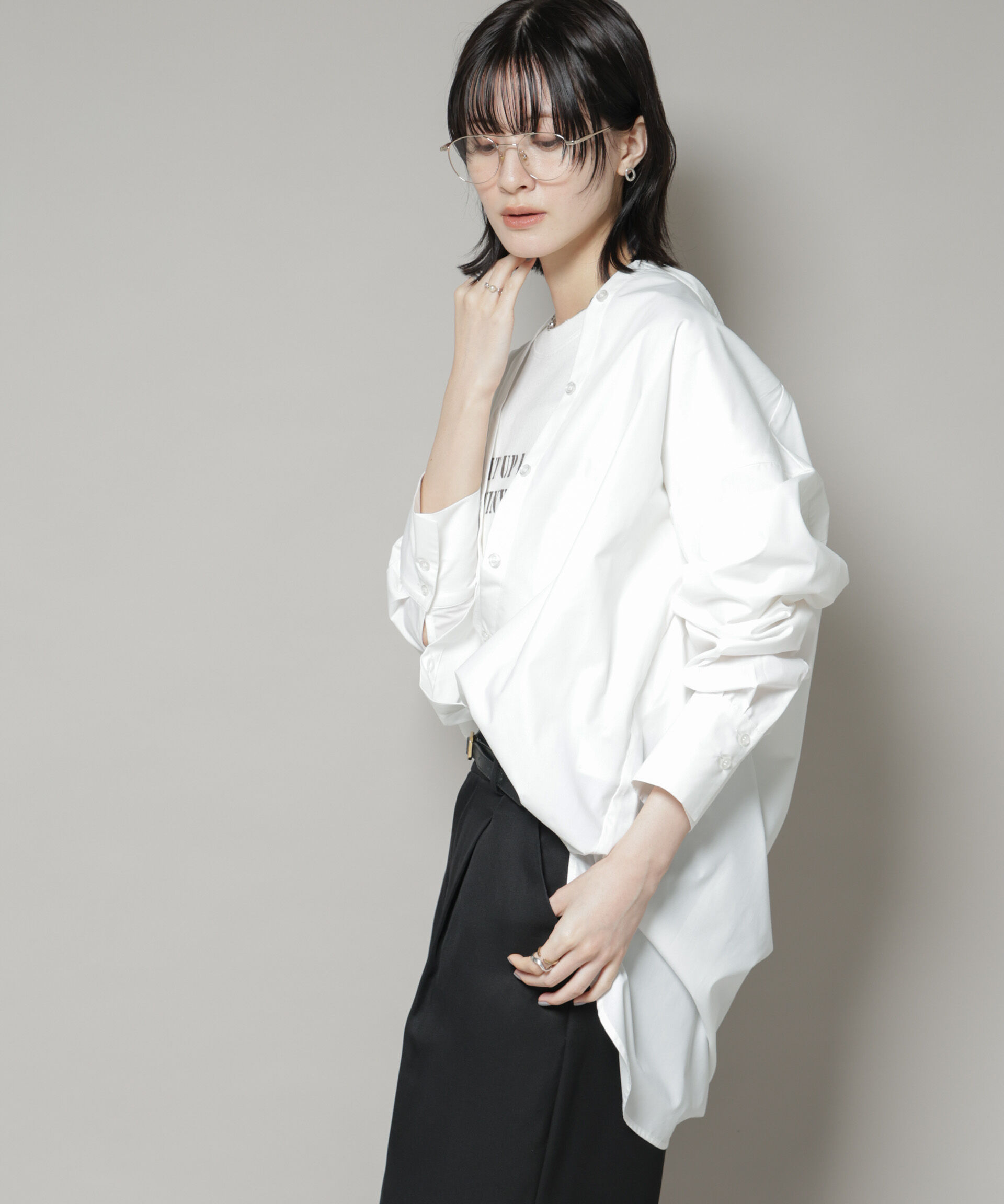 nano･universe「スタンドカラーシャツ」|シャツ・ブラウス|