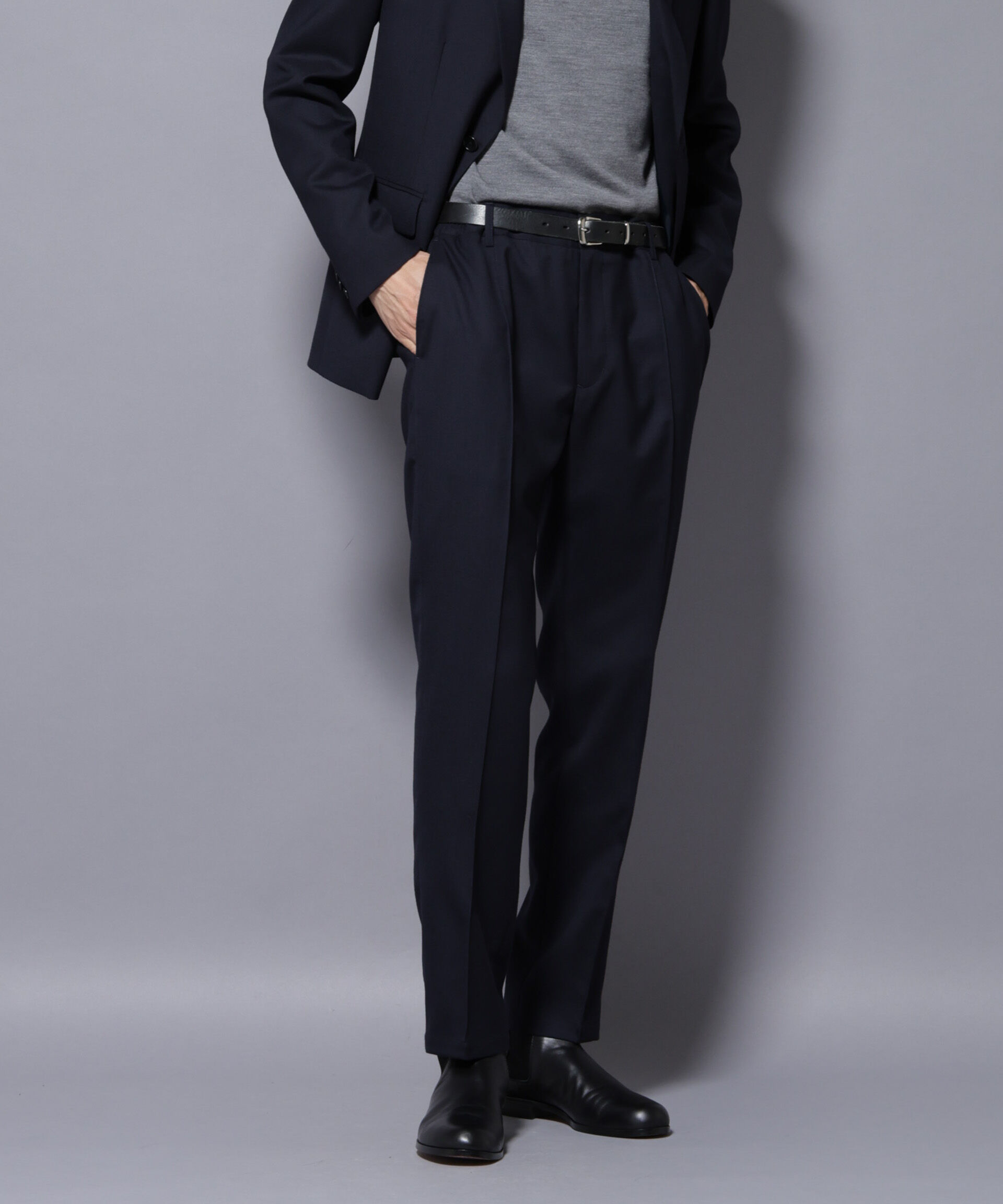 nano･universe「「N JACKET PREMIUM」RENU(R)ウール混洗えるサキソニーパンツ(セットアップ可)」|スーツ|D.ネイビー1