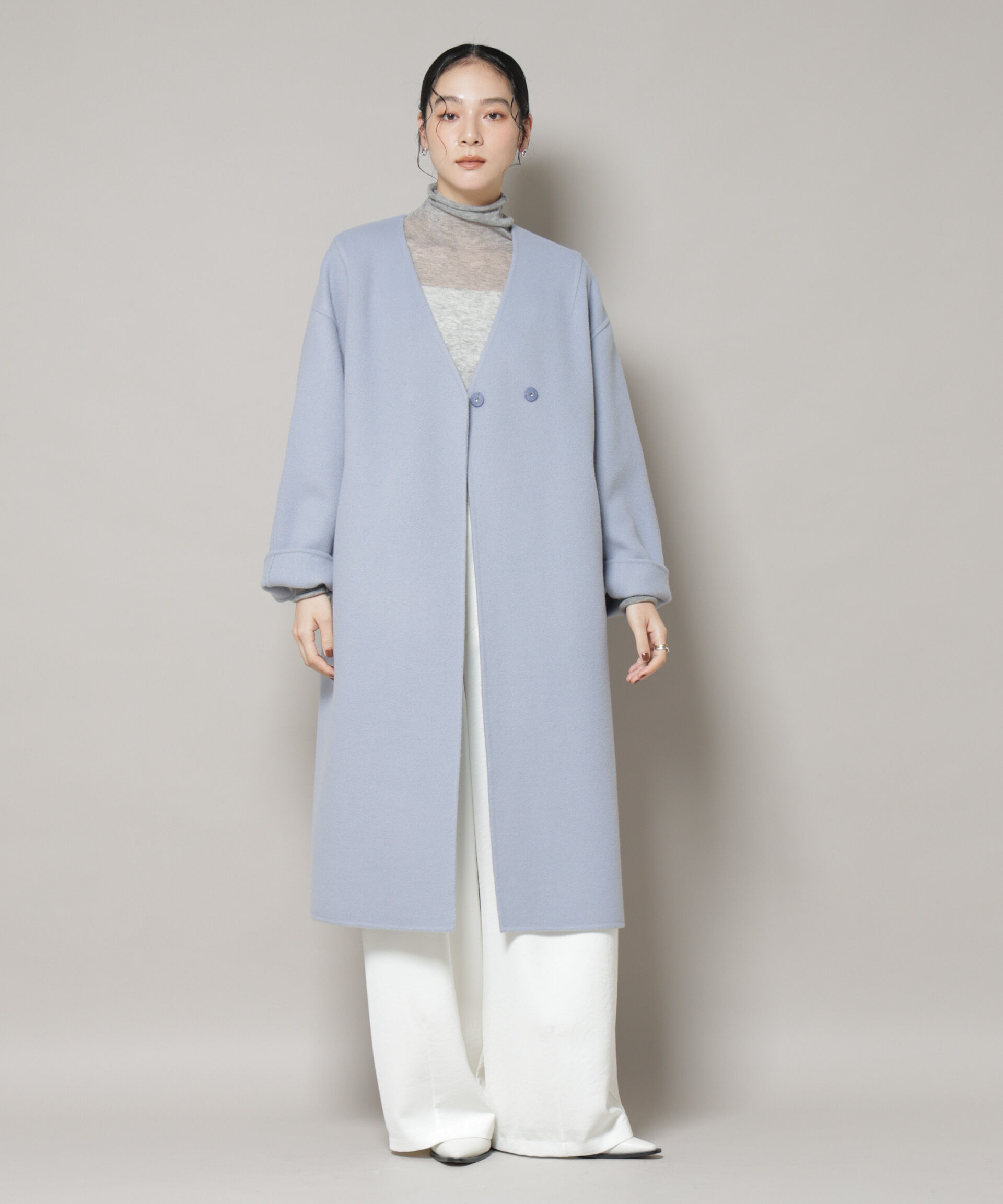 nano･universe「SUPER110blend リバーノーカラーロングコート」|その他|