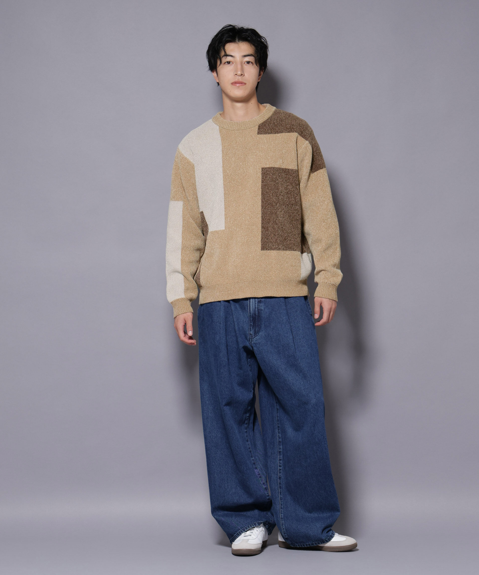 nano･universe「モールヤーンブロッキングニット」|ニット・セーター|