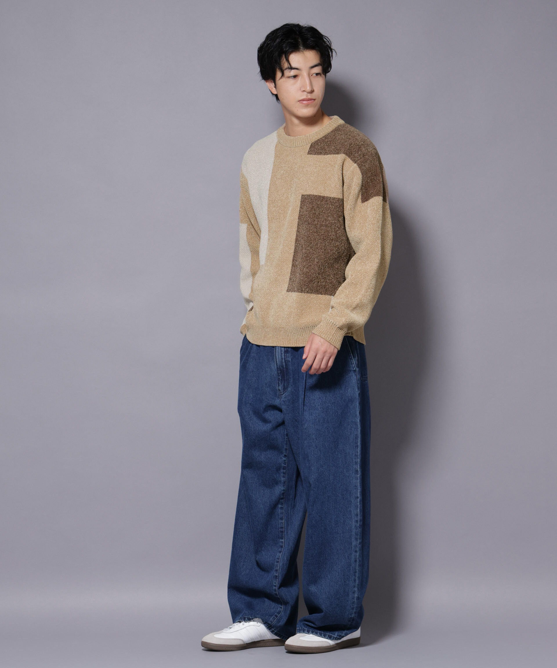 nano･universe「モールヤーンブロッキングニット」|ニット・セーター|