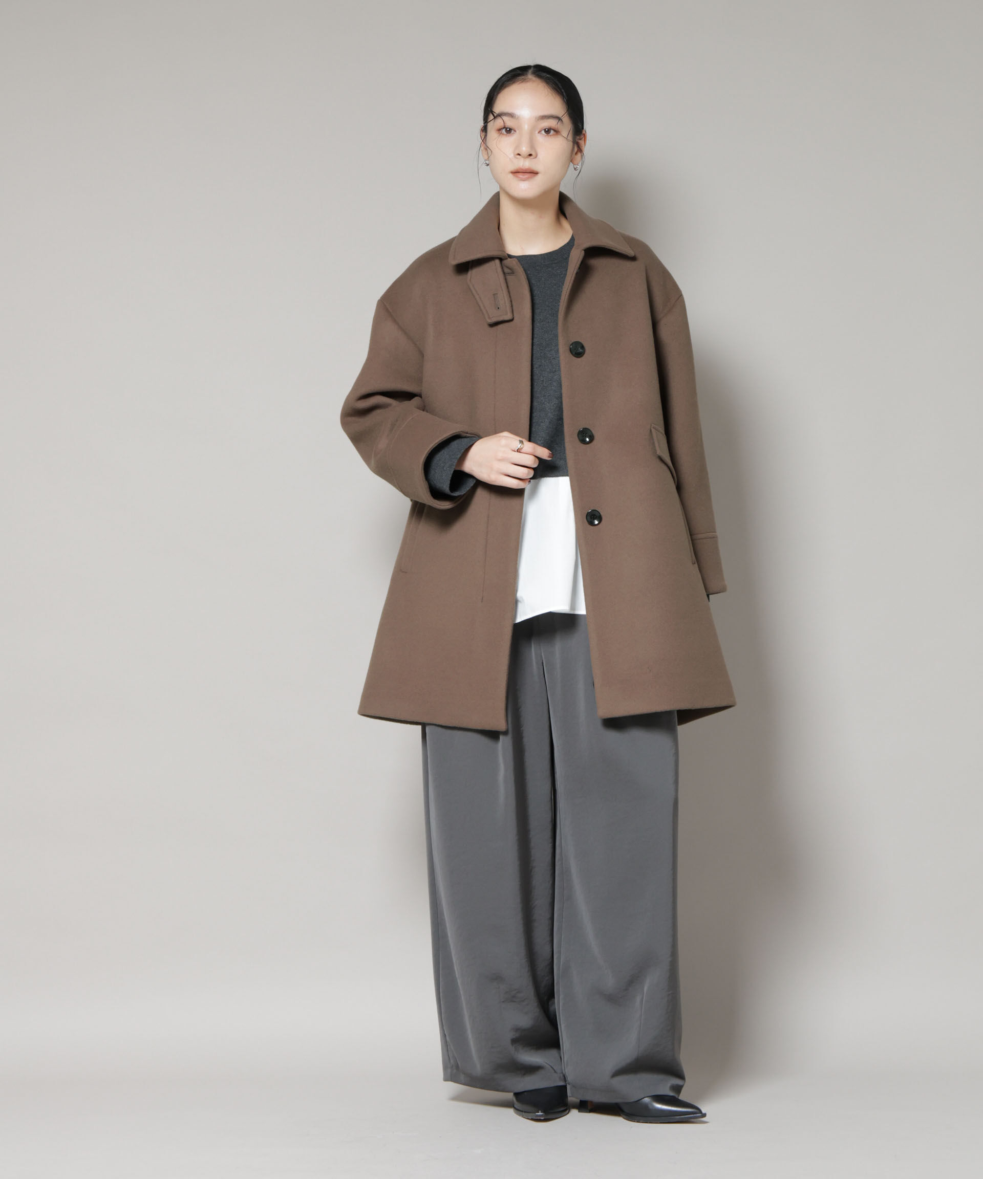 nano･universe「WooLoop Aラインステンカラーミドルコート」|その他|