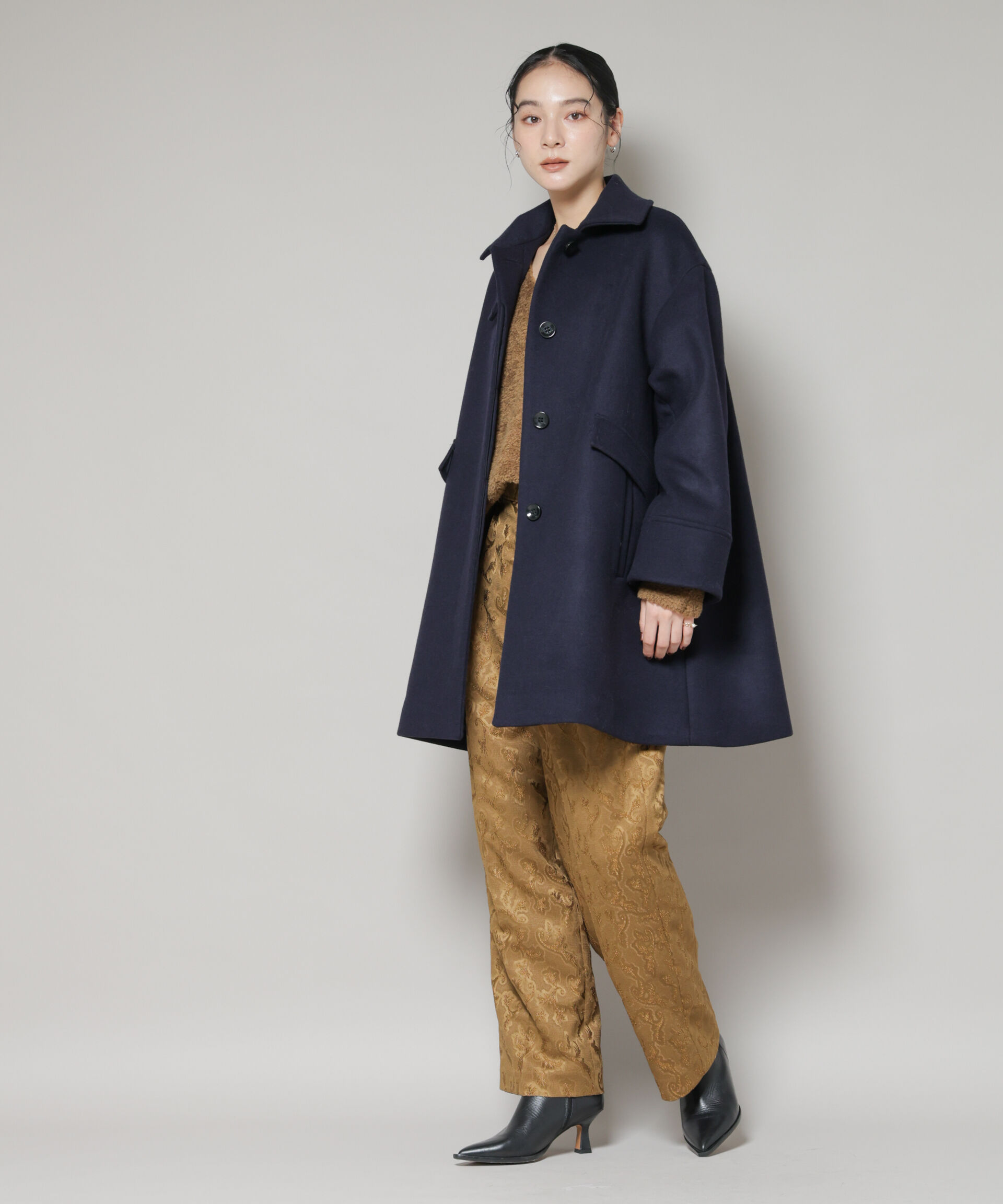 nano･universe「WooLoop Aラインステンカラーミドルコート」|その他|