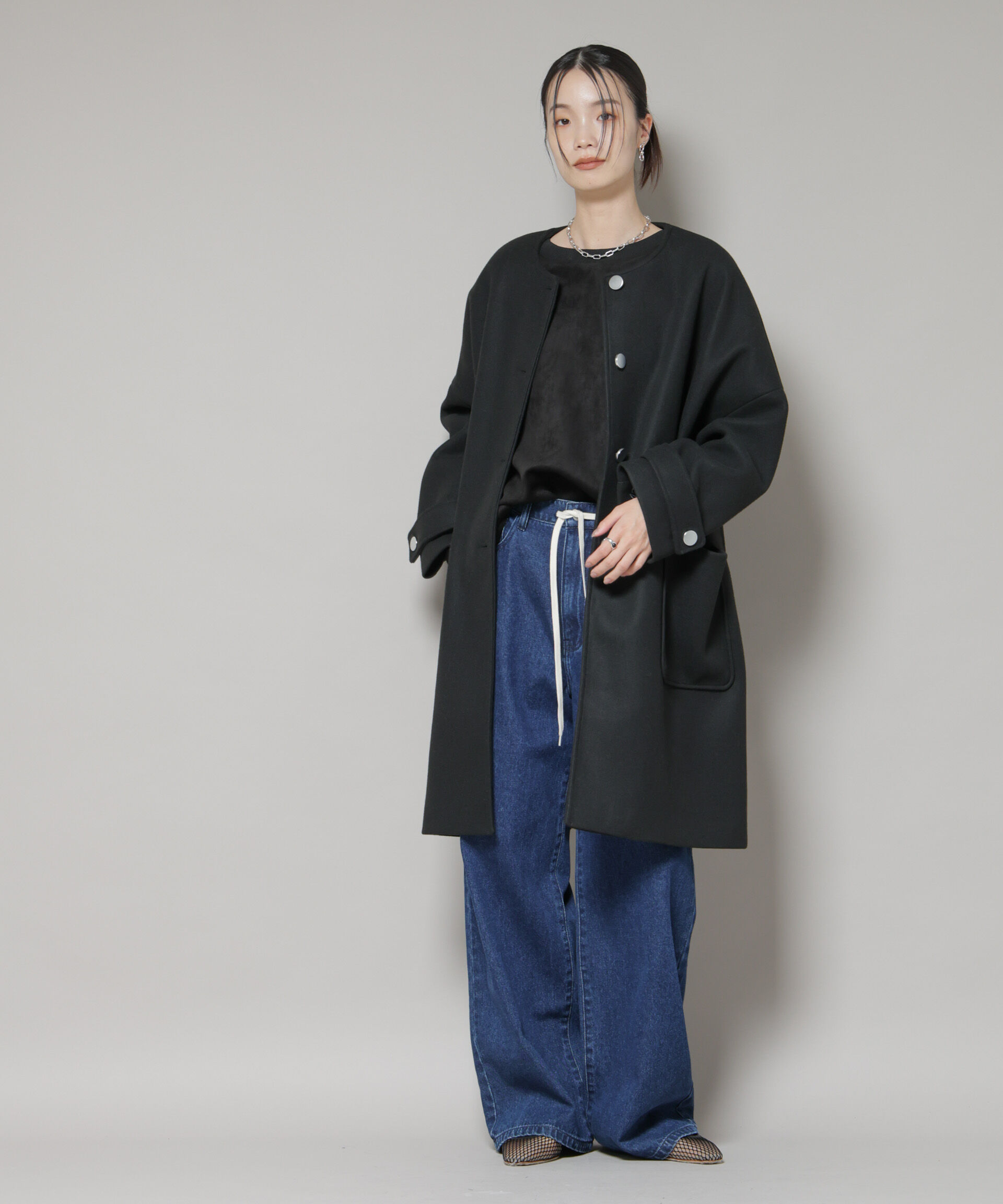 nano･universe「ノーカラーコクーンミドルコート」|その他|