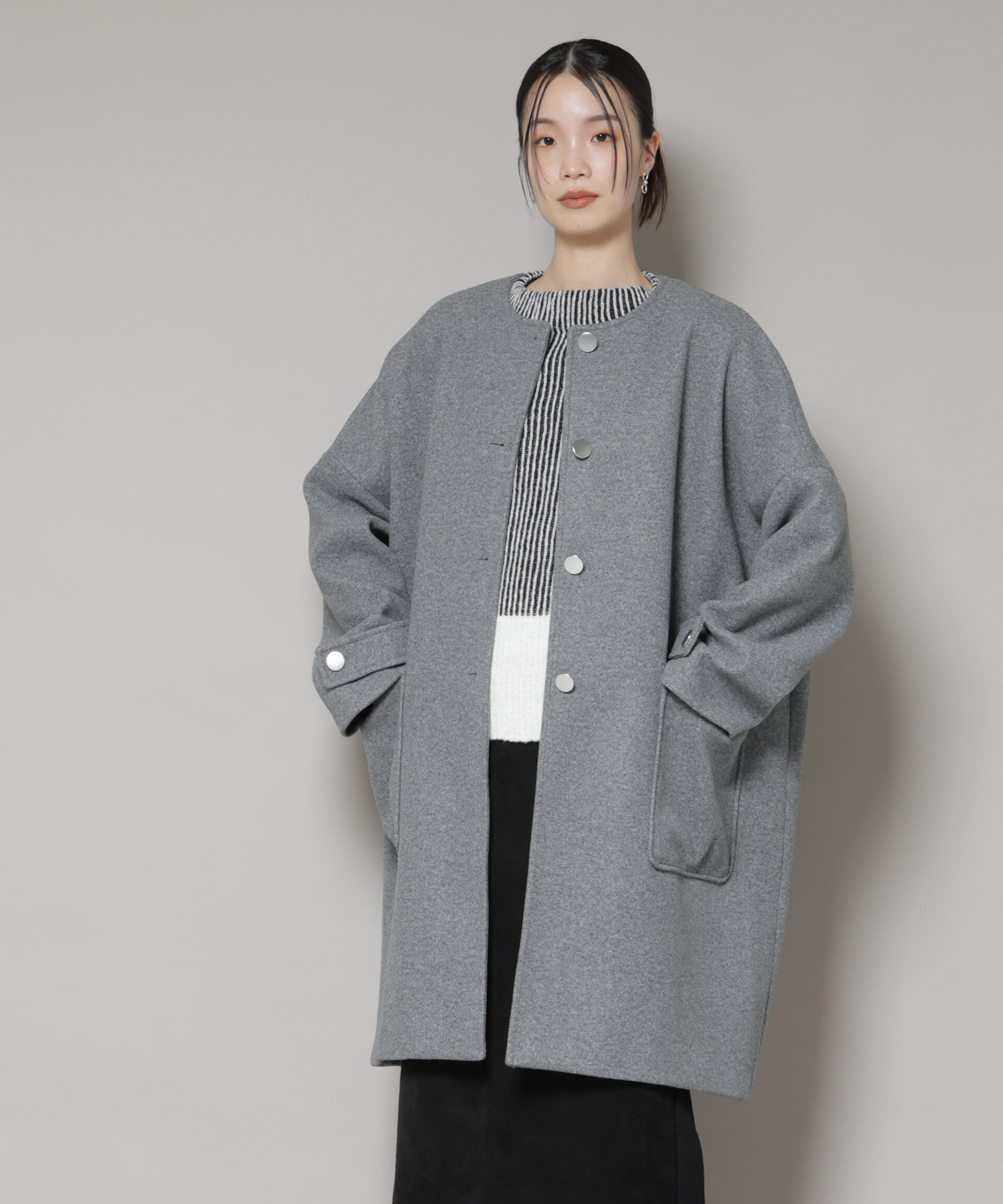 nano･universe「ノーカラーコクーンミドルコート」|その他|