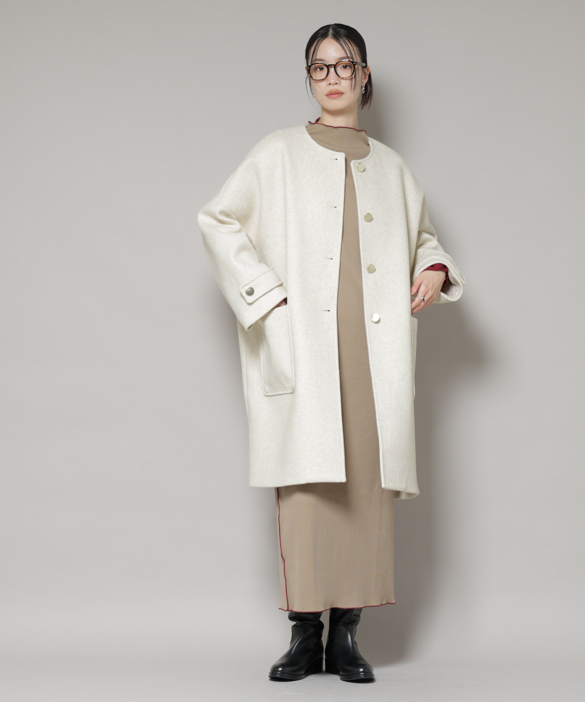 nano･universe「ノーカラーコクーンミドルコート」|その他|