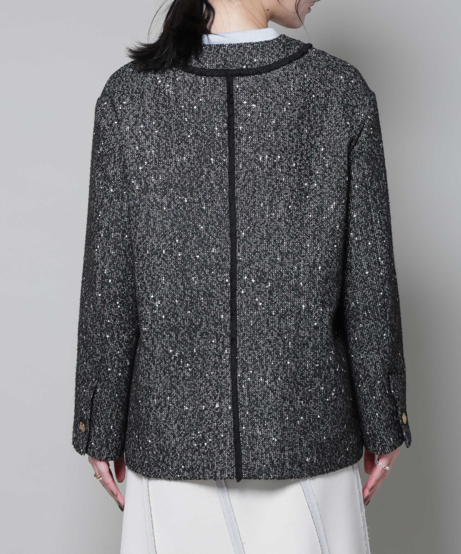 nano･universe「ネップツイードノーカラージャケット」|テーラードジャケット|