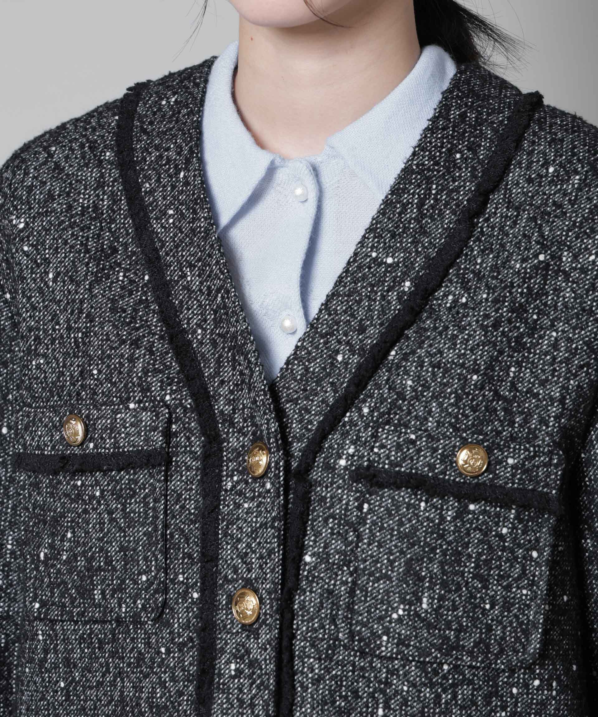 nano･universe「ネップツイードノーカラージャケット」|テーラードジャケット|