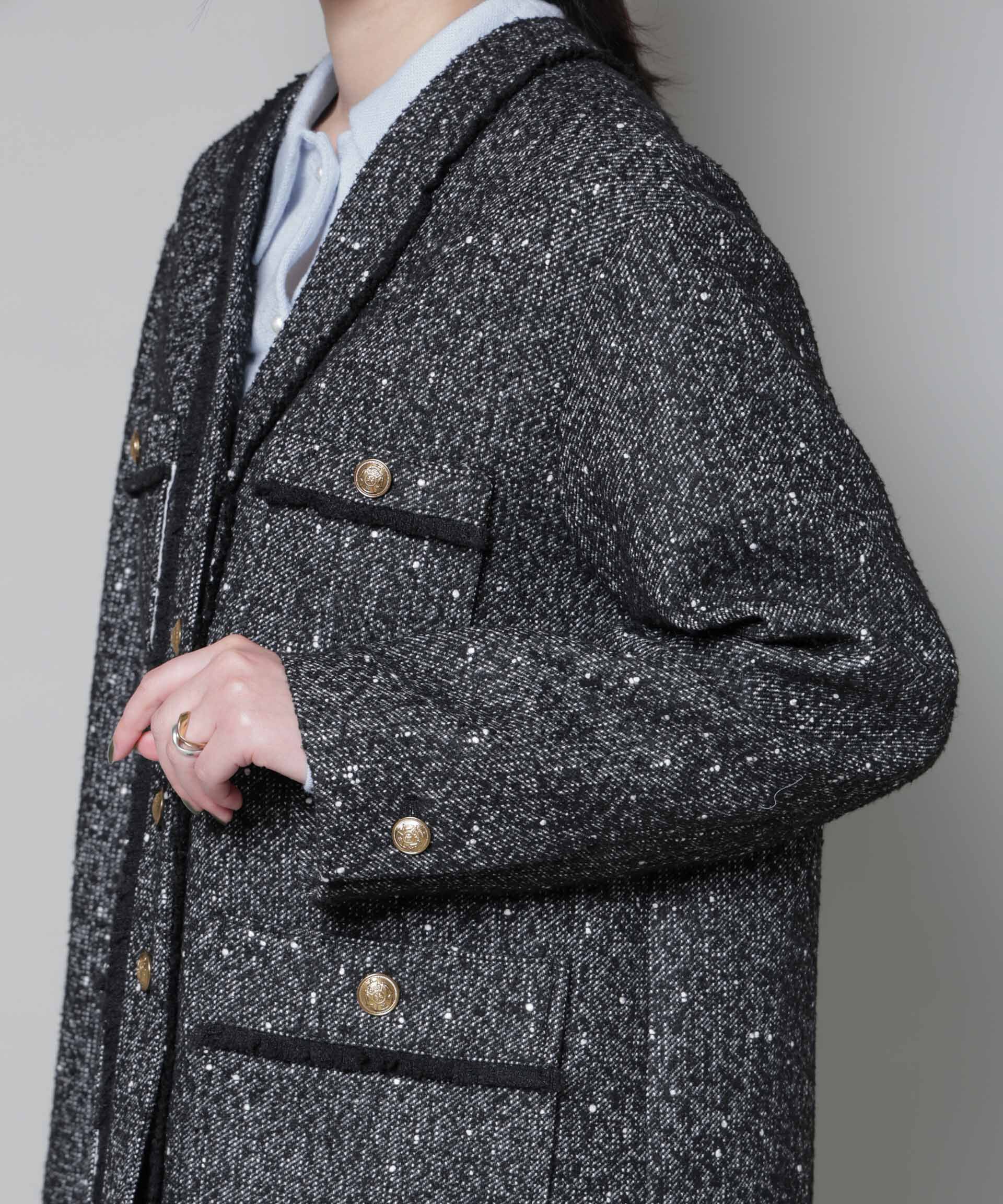 nano･universe「ネップツイードノーカラージャケット」|テーラードジャケット|