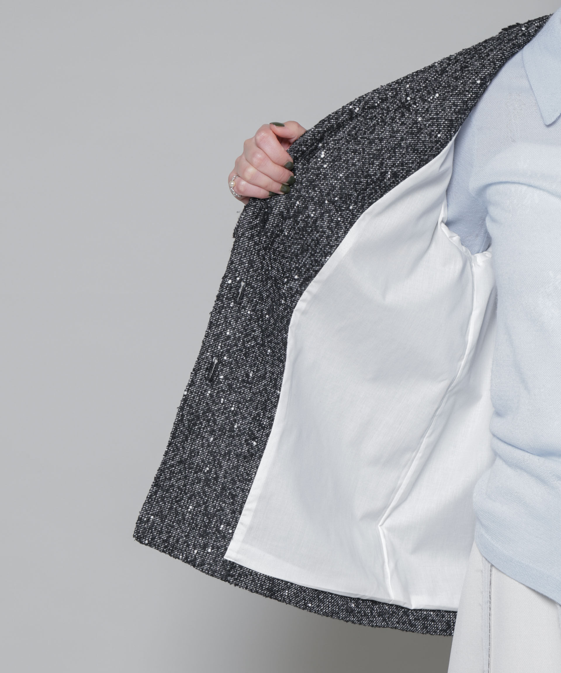 nano･universe「ネップツイードノーカラージャケット」|テーラードジャケット|