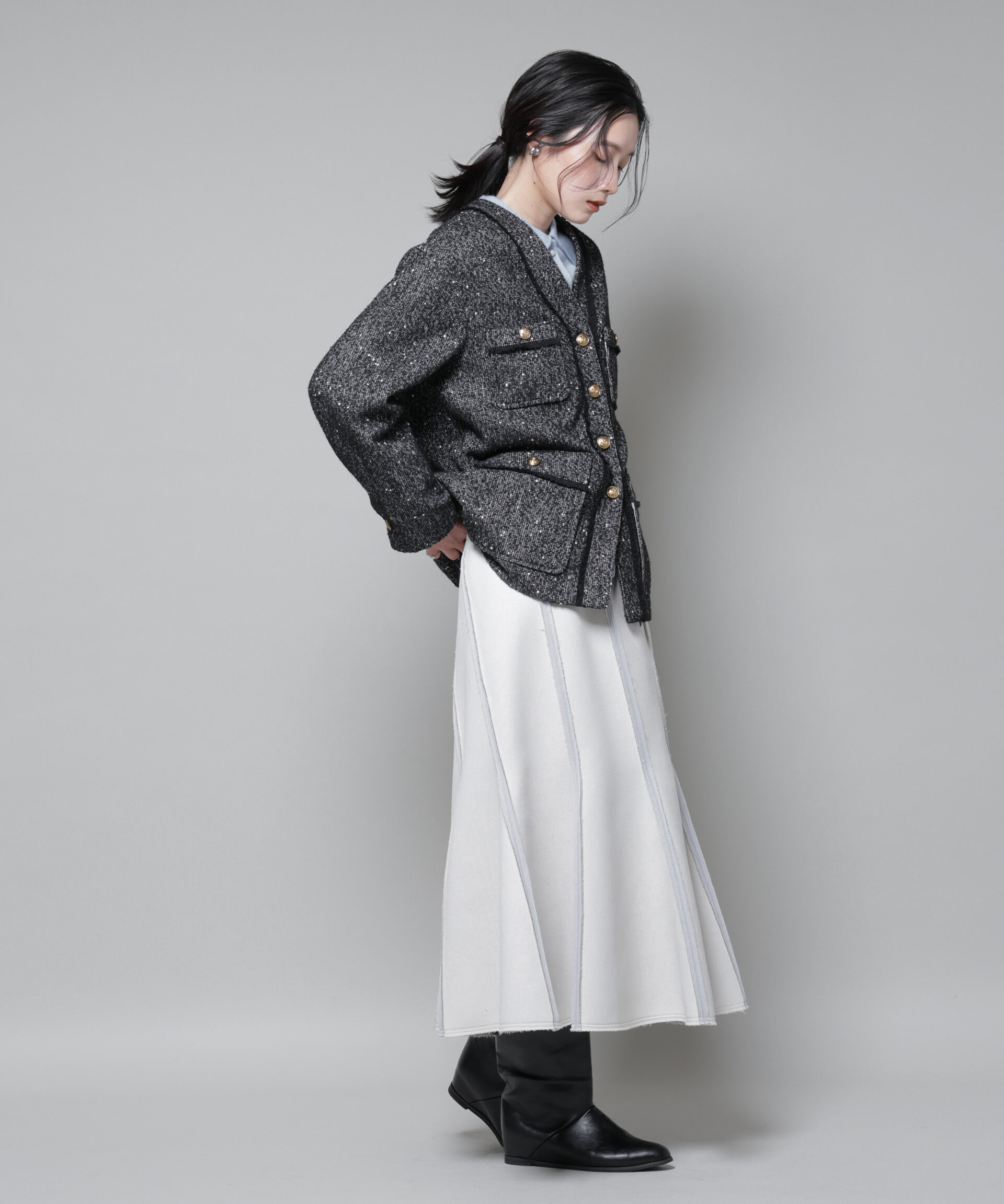 nano･universe「ネップツイードノーカラージャケット」|テーラードジャケット|