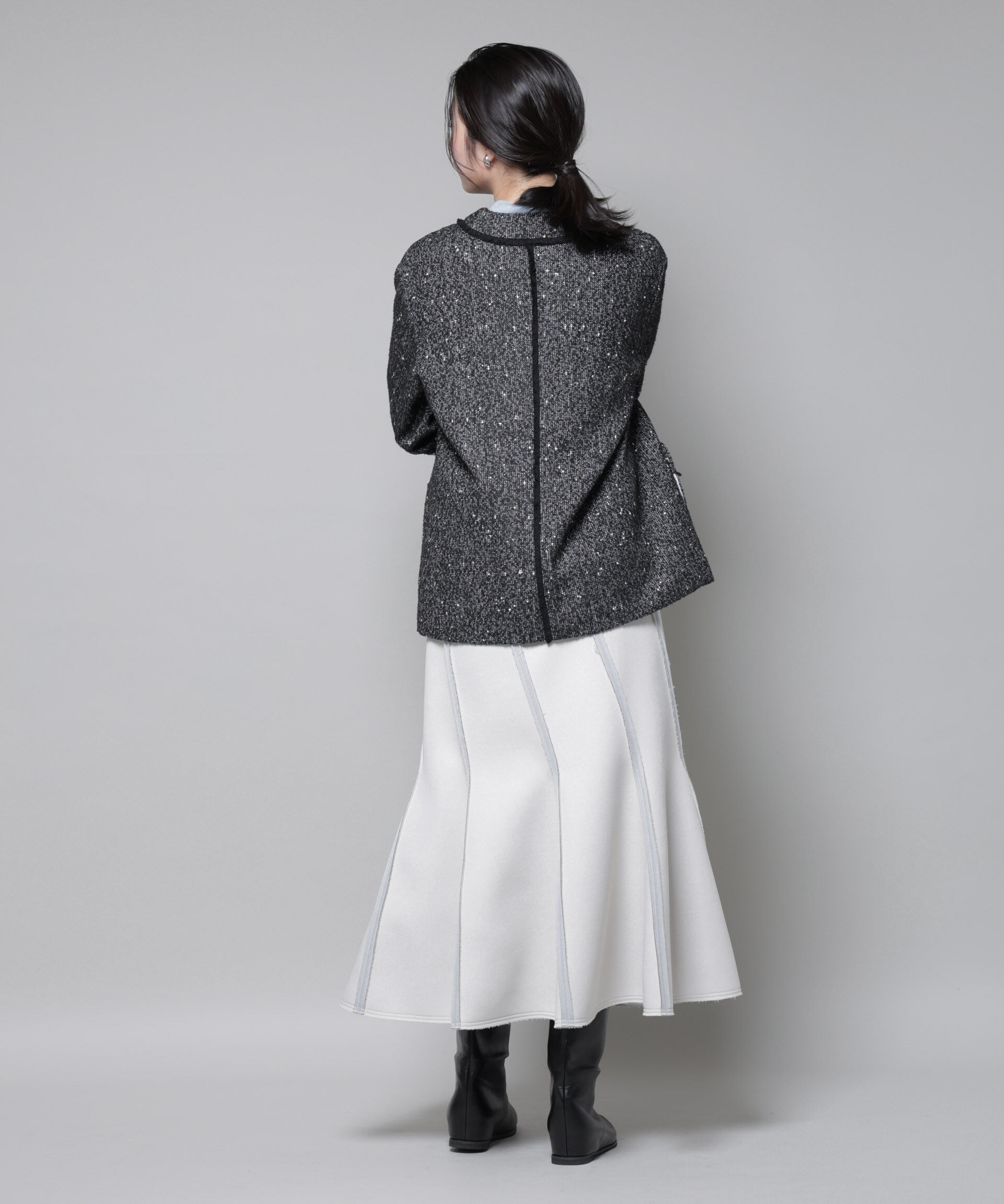 nano･universe「ネップツイードノーカラージャケット」|テーラードジャケット|