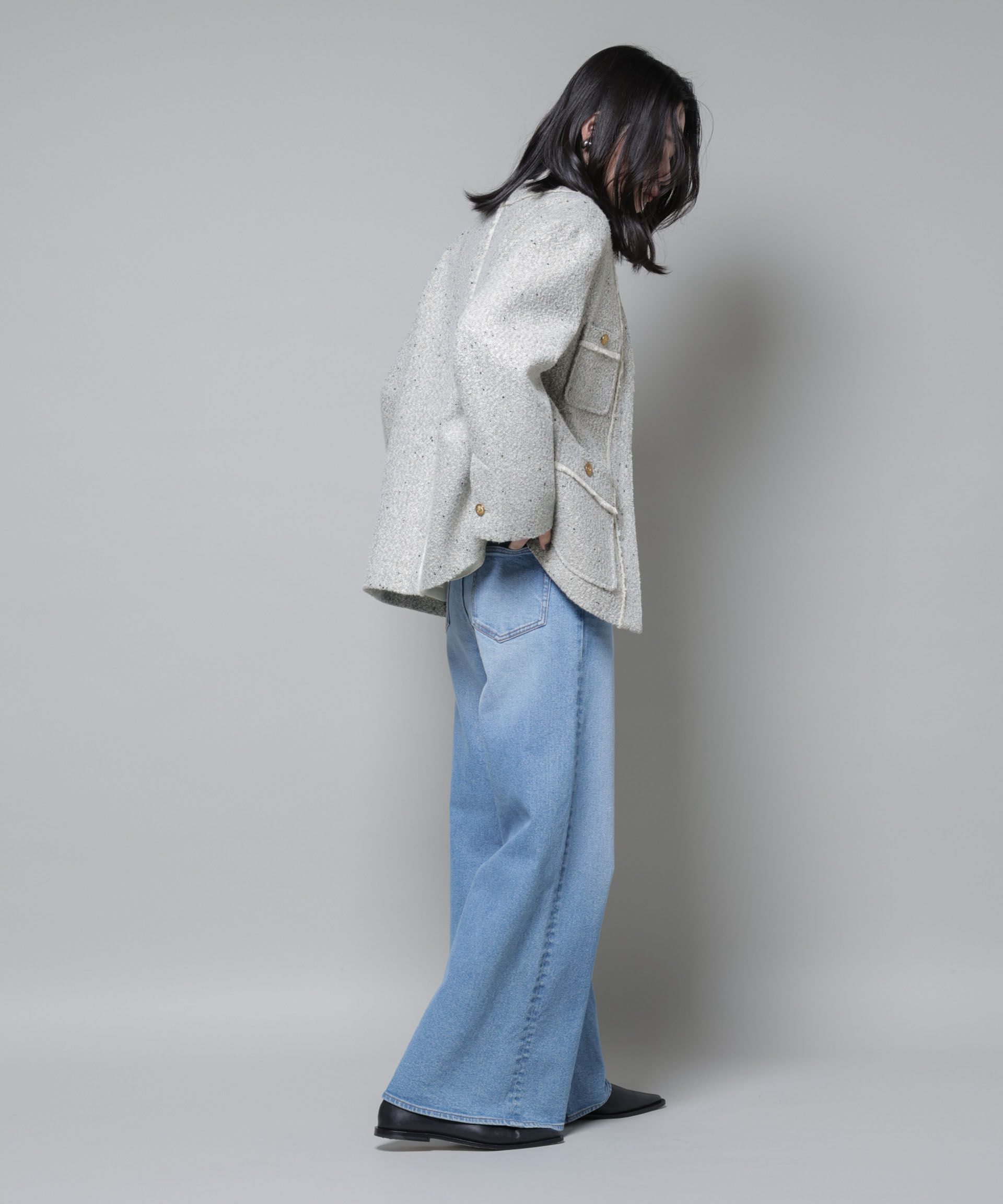 nano･universe「ネップツイードノーカラージャケット」|テーラードジャケット|