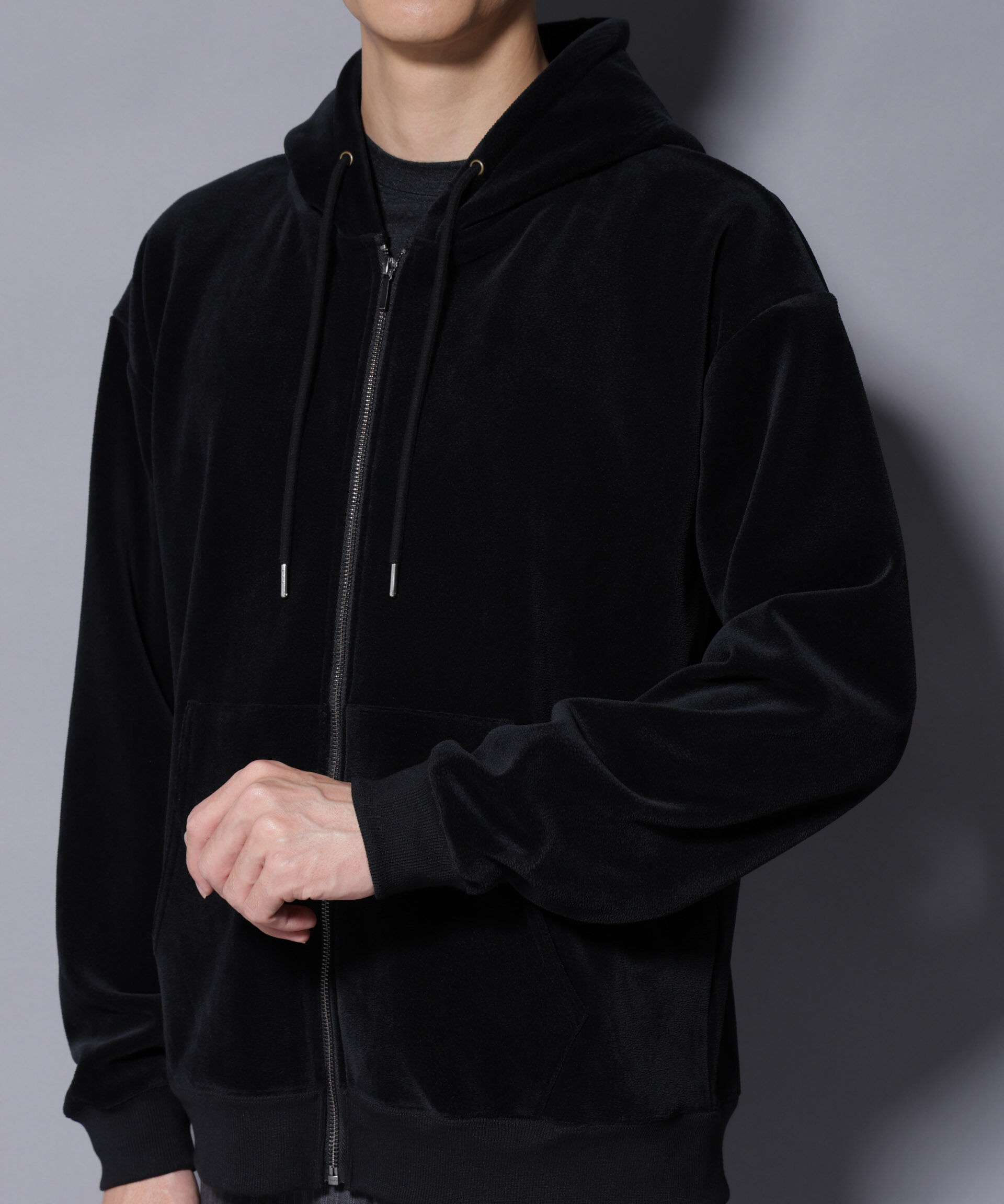 nano･universe「クロコ加工フリース ZIPパーカ」|Tシャツ・カットソー|