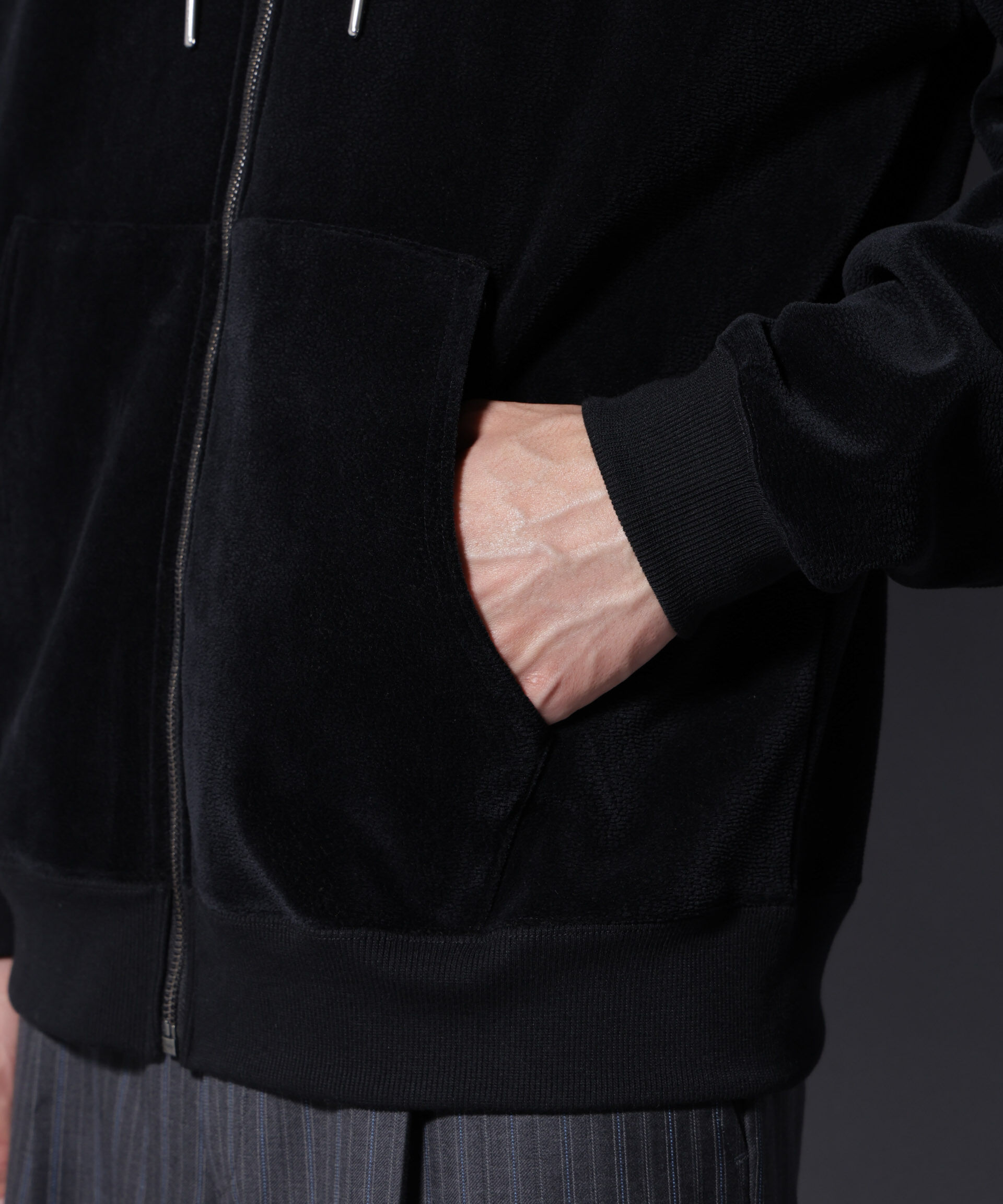 nano･universe「クロコ加工フリース ZIPパーカ」|Tシャツ・カットソー|