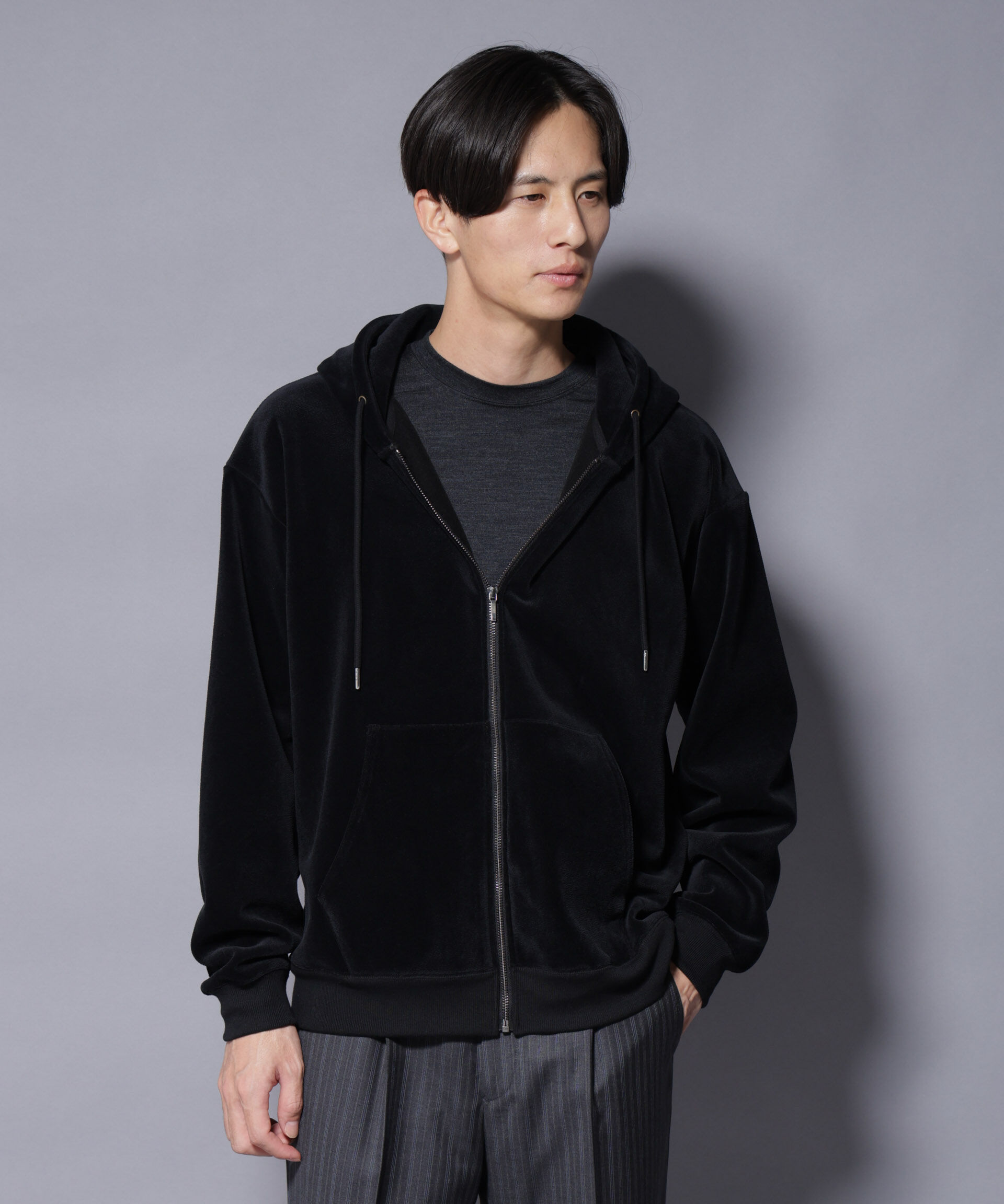 nano･universe「クロコ加工フリース ZIPパーカ」|Tシャツ・カットソー|