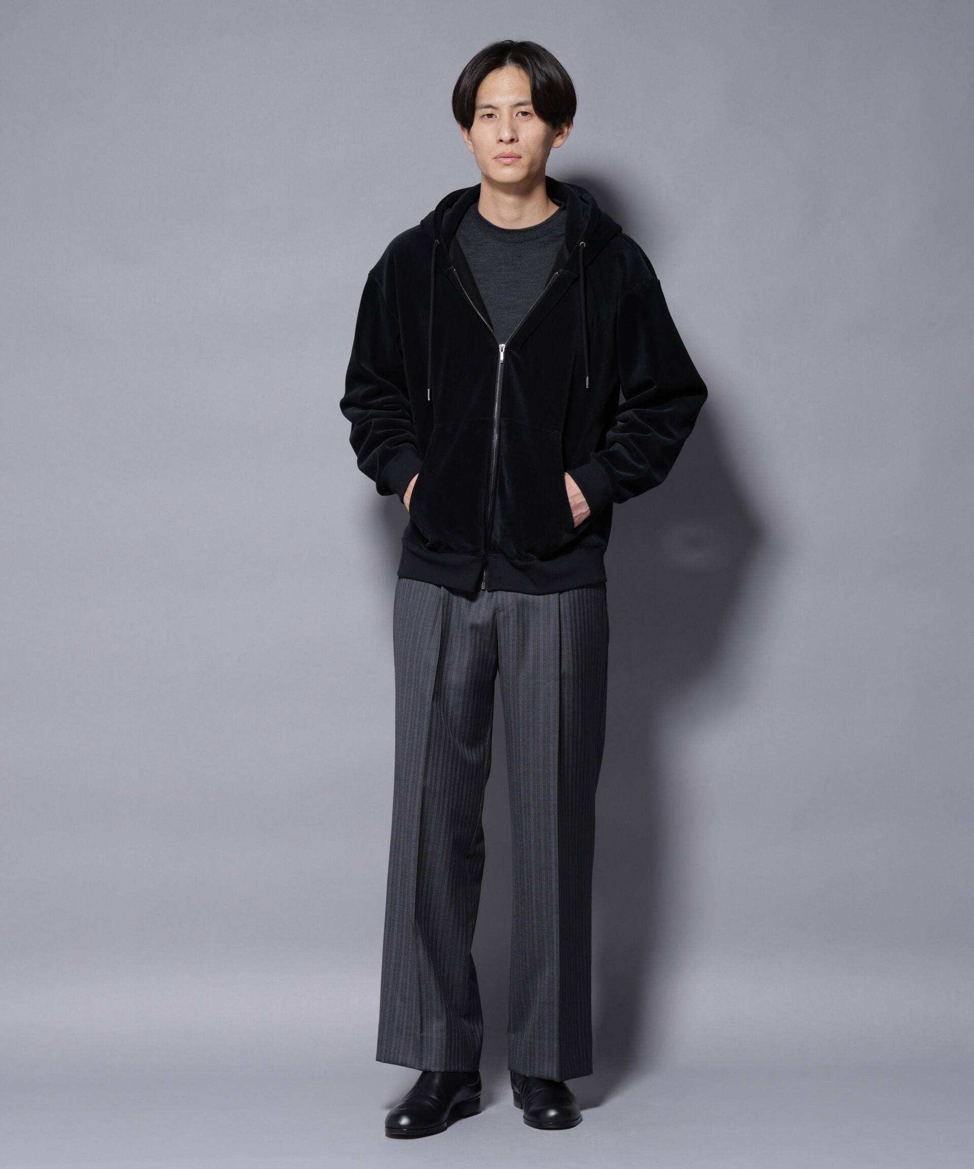 nano･universe「クロコ加工フリース ZIPパーカ」|Tシャツ・カットソー|