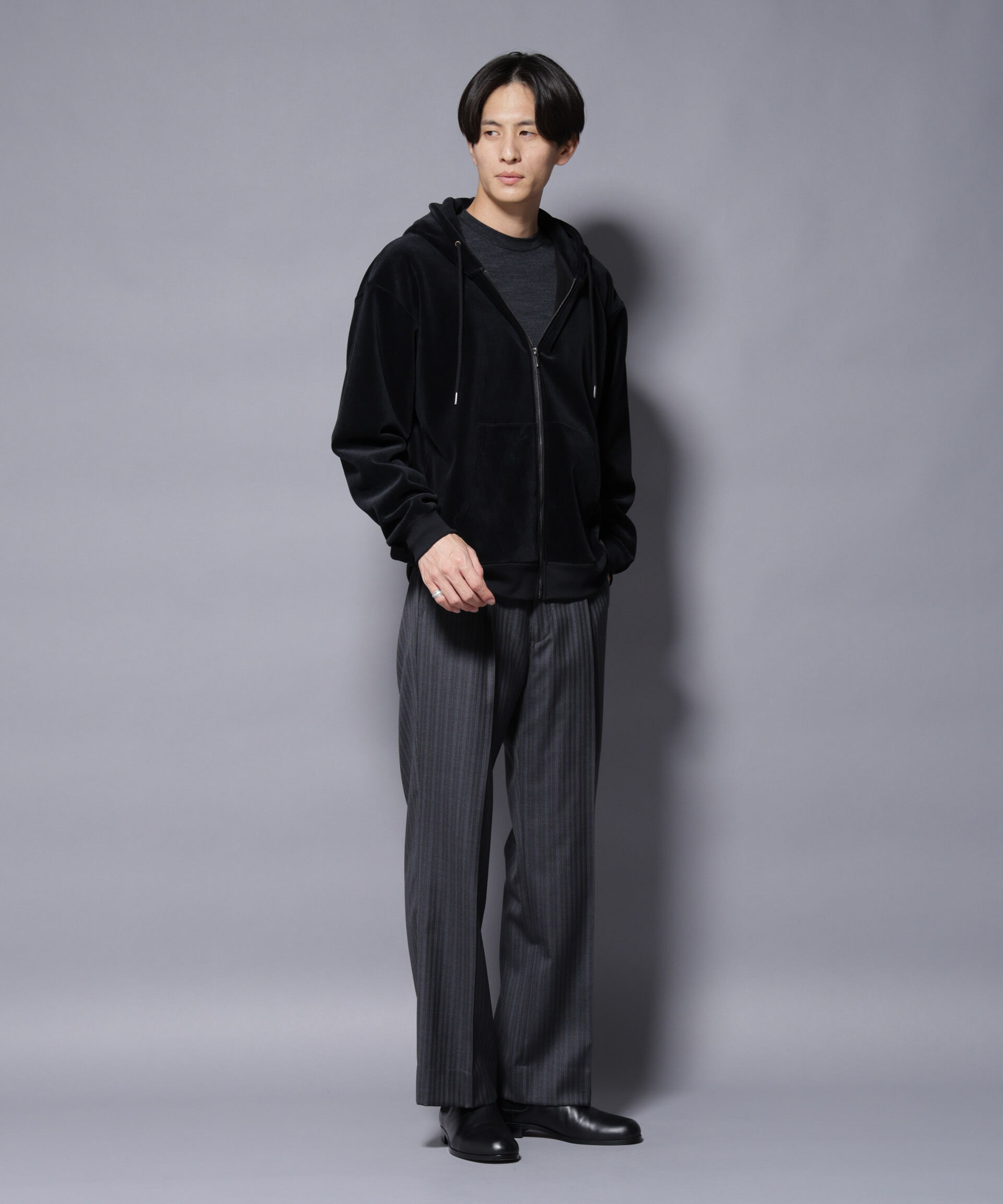 nano･universe「クロコ加工フリース ZIPパーカ」|Tシャツ・カットソー|