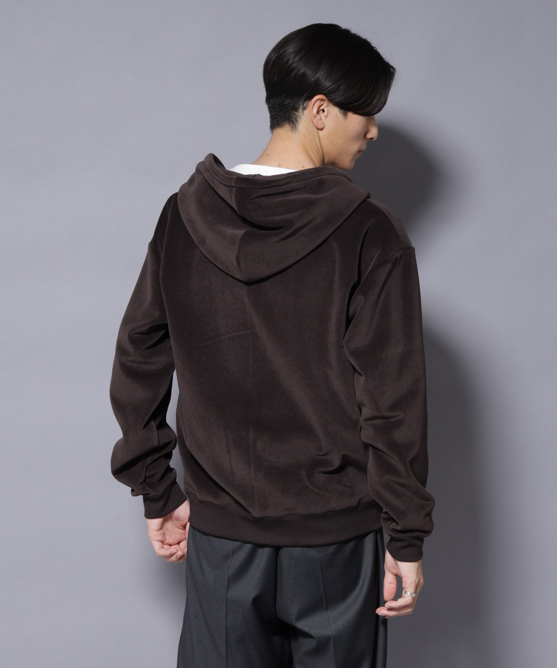 nano･universe「クロコ加工フリース ZIPパーカ」|Tシャツ・カットソー|