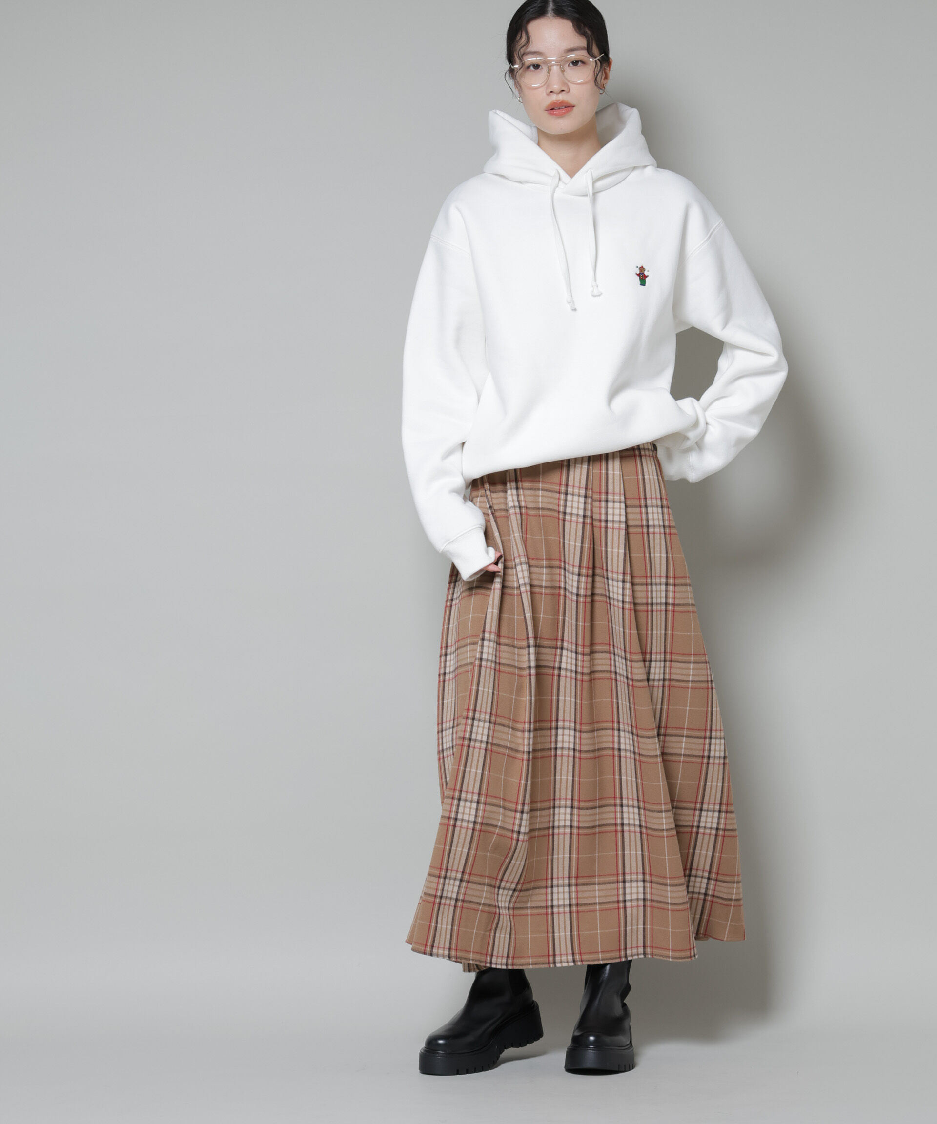 nano･universe「起毛チェックタックフレアスカート」|スカート|