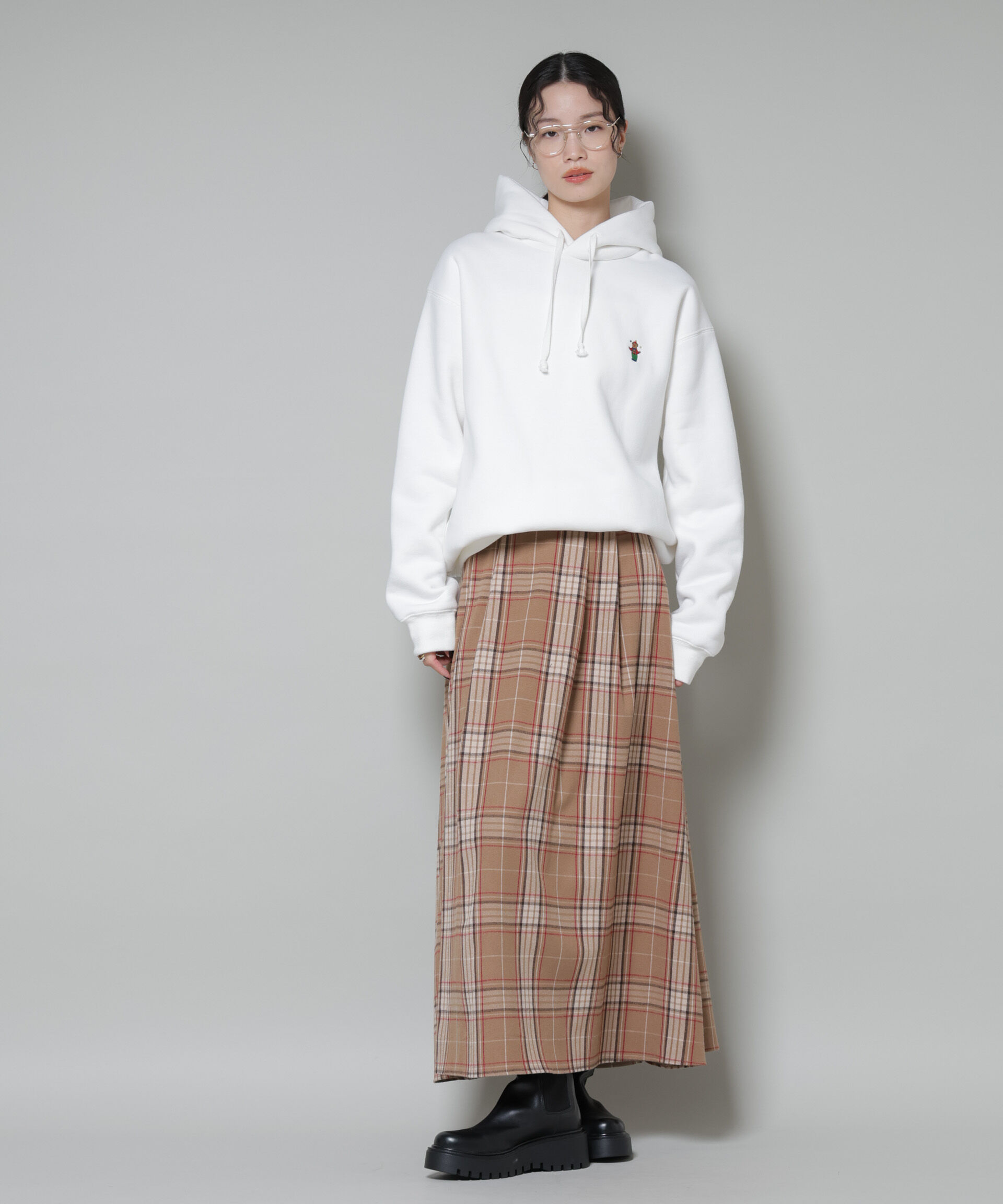 nano･universe「起毛チェックタックフレアスカート」|スカート|