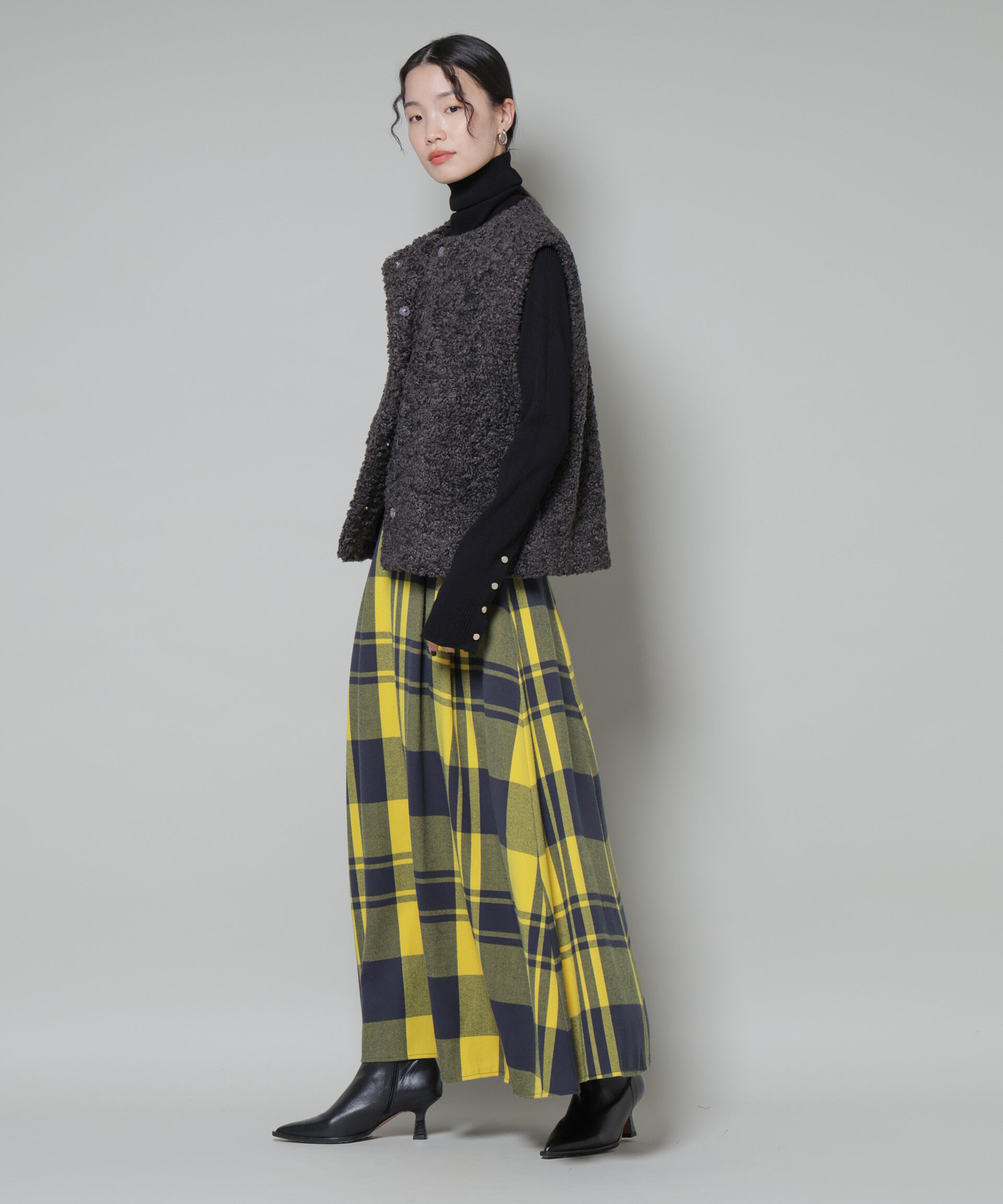 nano･universe「起毛チェックタックフレアスカート」|スカート|