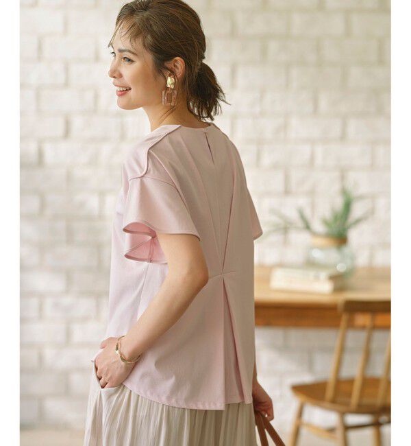 組曲「GIZAプレーティング天竺フリルスリーブ Tシャツ」|Tシャツ・カットソー|ピンク系