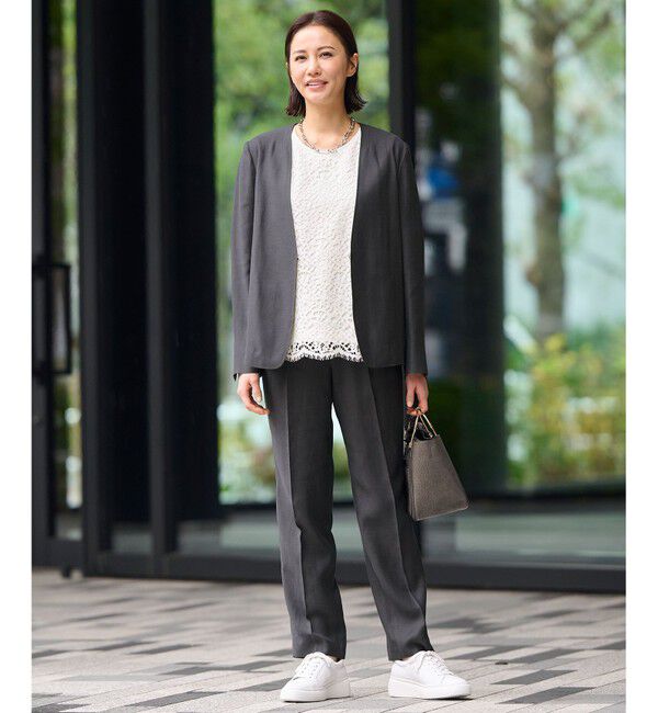 自由区「【XSサイズ～/洗える/セット可】キュプラリネンシャンタン ノーカラージャケット」|その他|