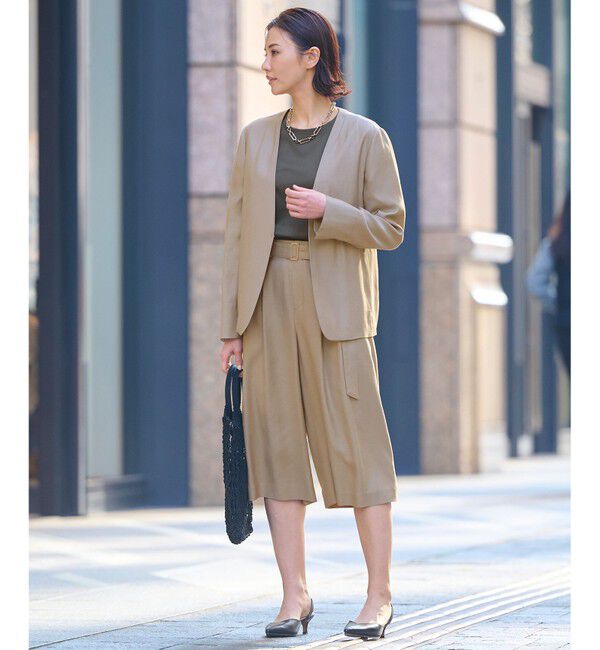 自由区「【XSサイズ～/洗える/セット可】キュプラリネンシャンタン ノーカラージャケット」|その他|