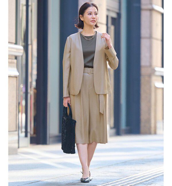 自由区「【XSサイズ～/洗える/セット可】キュプラリネンシャンタン ノーカラージャケット」|その他|