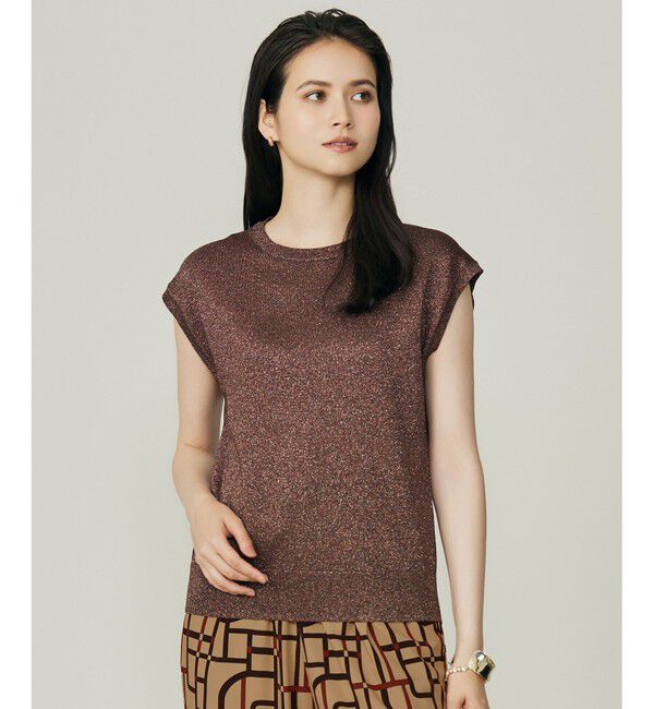 自由区「【カタログ掲載】カラーミックスラメスリーブレス ニット」|ニット・セーター|ローズ