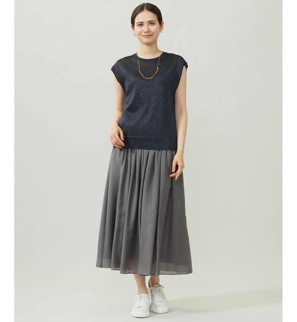 自由区「【カタログ掲載】カラーミックスラメスリーブレス ニット」|ニット・セーター|