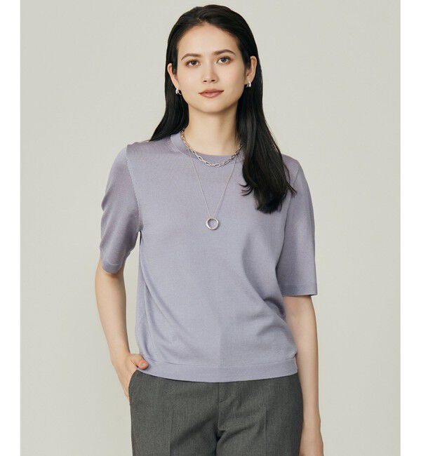 自由区「【アンサンブル対応】アセテートコットンプルオーバー ニット」|ニット・セーター|モーヴ