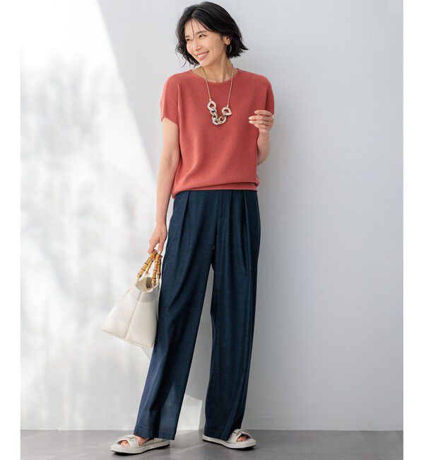 23区「【洗える】コットンアセテート バックボタン ニット」|ニット・セーター|