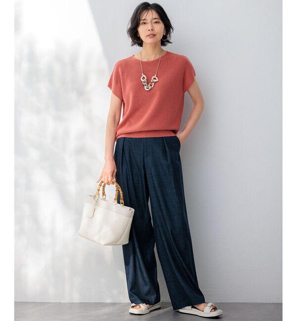 23区「【洗える】コットンアセテート バックボタン ニット」|ニット・セーター|