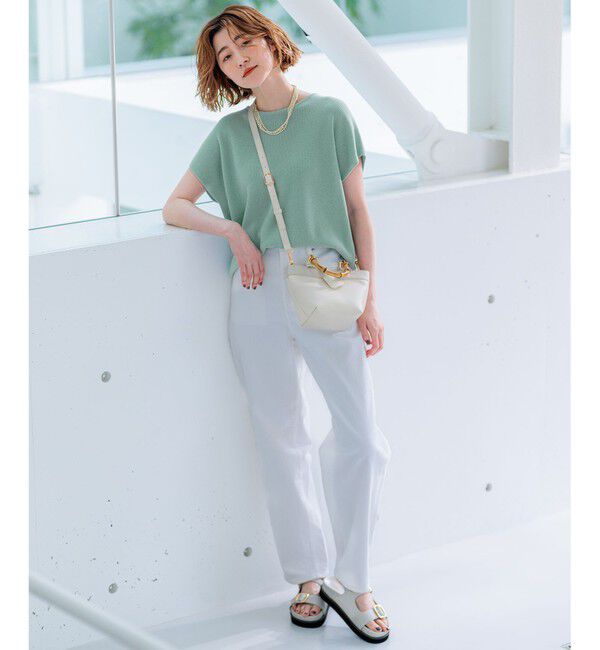 23区「【洗える】コットンアセテート バックボタン ニット」|ニット・セーター|