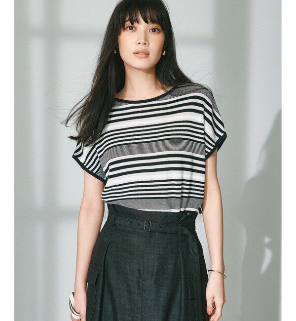 23区「【洗える】コットンアセテート バックボタン ニット」|ニット・セーター|ﾌﾞﾗｯｸﾎ