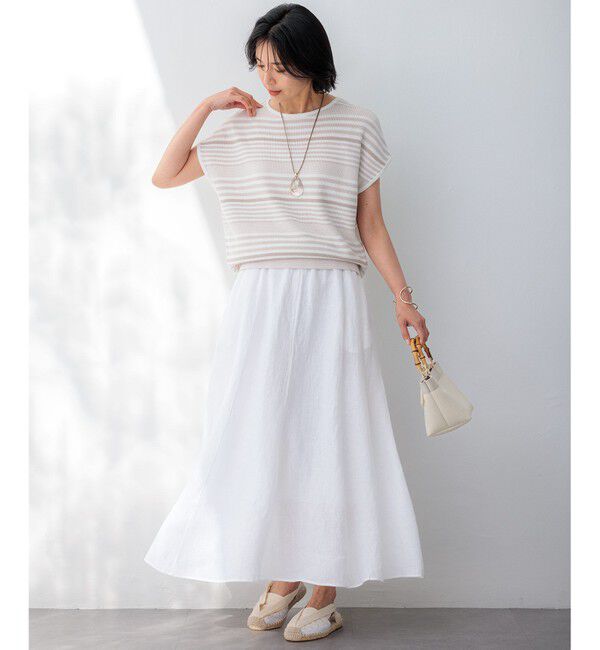 23区「【洗える】コットンアセテート バックボタン ニット」|ニット・セーター|