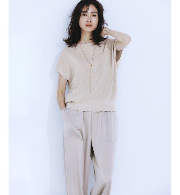 23区「【洗える】コットンアセテート バックボタン ニット」|ニット・セーター|