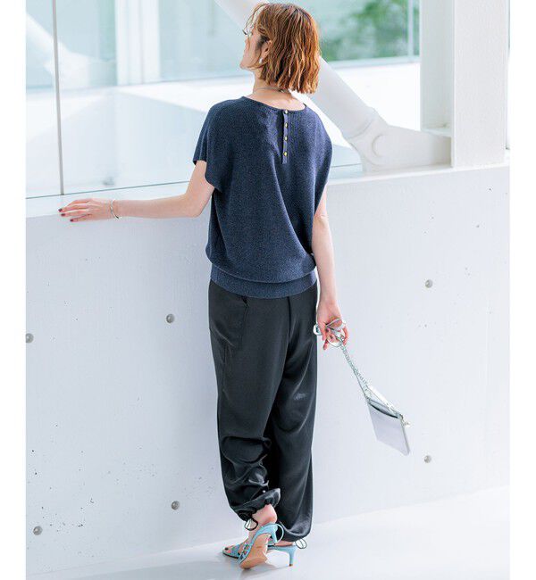 23区「【洗える】コットンアセテート バックボタン ニット」|ニット・セーター|