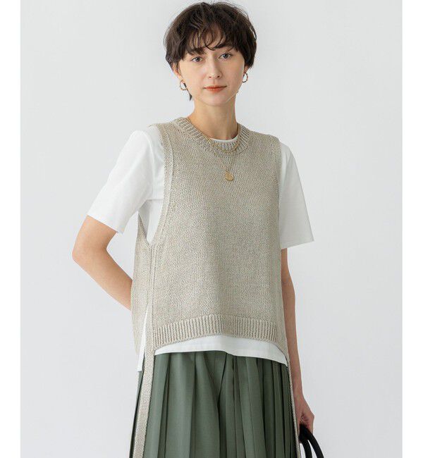 23区「【洗える】ブライトリリーヤーン ニット ベスト」|ベスト・ジレ|ベージュ系