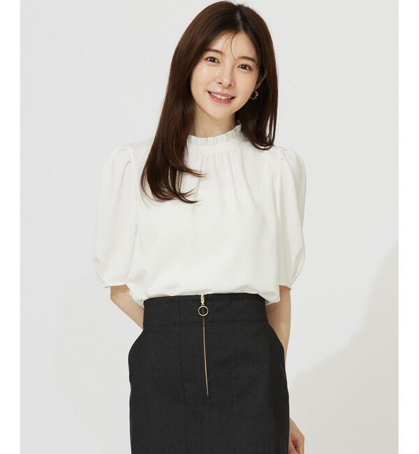 ANY SIS「【洗える】フリルネックスタンド ブラウス」|シャツ・ブラウス|オフ