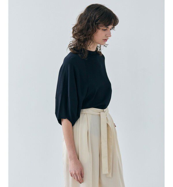 BEIGE,「【洗える】NADIA / ボリュームスリーブ半袖ボトルネックニット」|ニット・セーター|